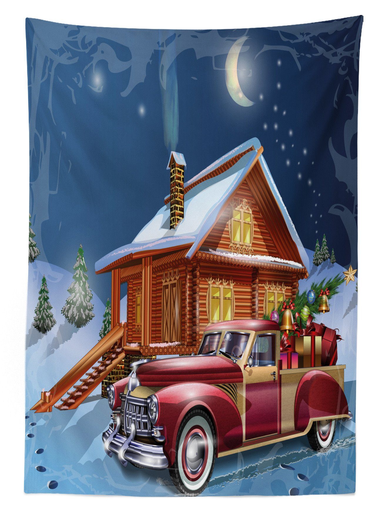 Abakuhaus Tischdecke Farbfest Holz Bereich Klare Außen Waschbar Für geeignet Farben, Lodge Truck Weihnachten den