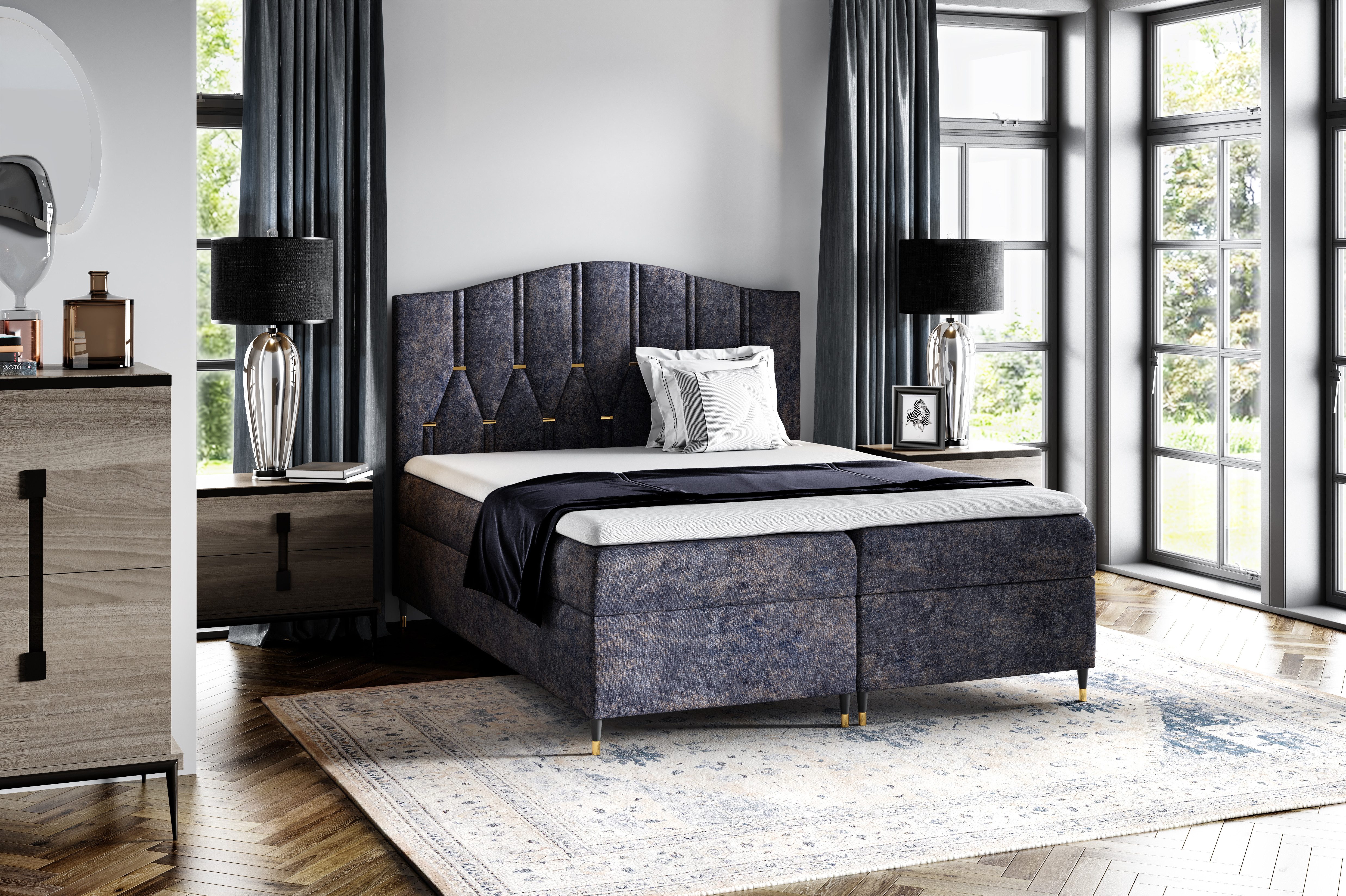 Schlaffabrik Boxspringbett VEGAS, inkl. Matratze, Topper, LED, Stauraum