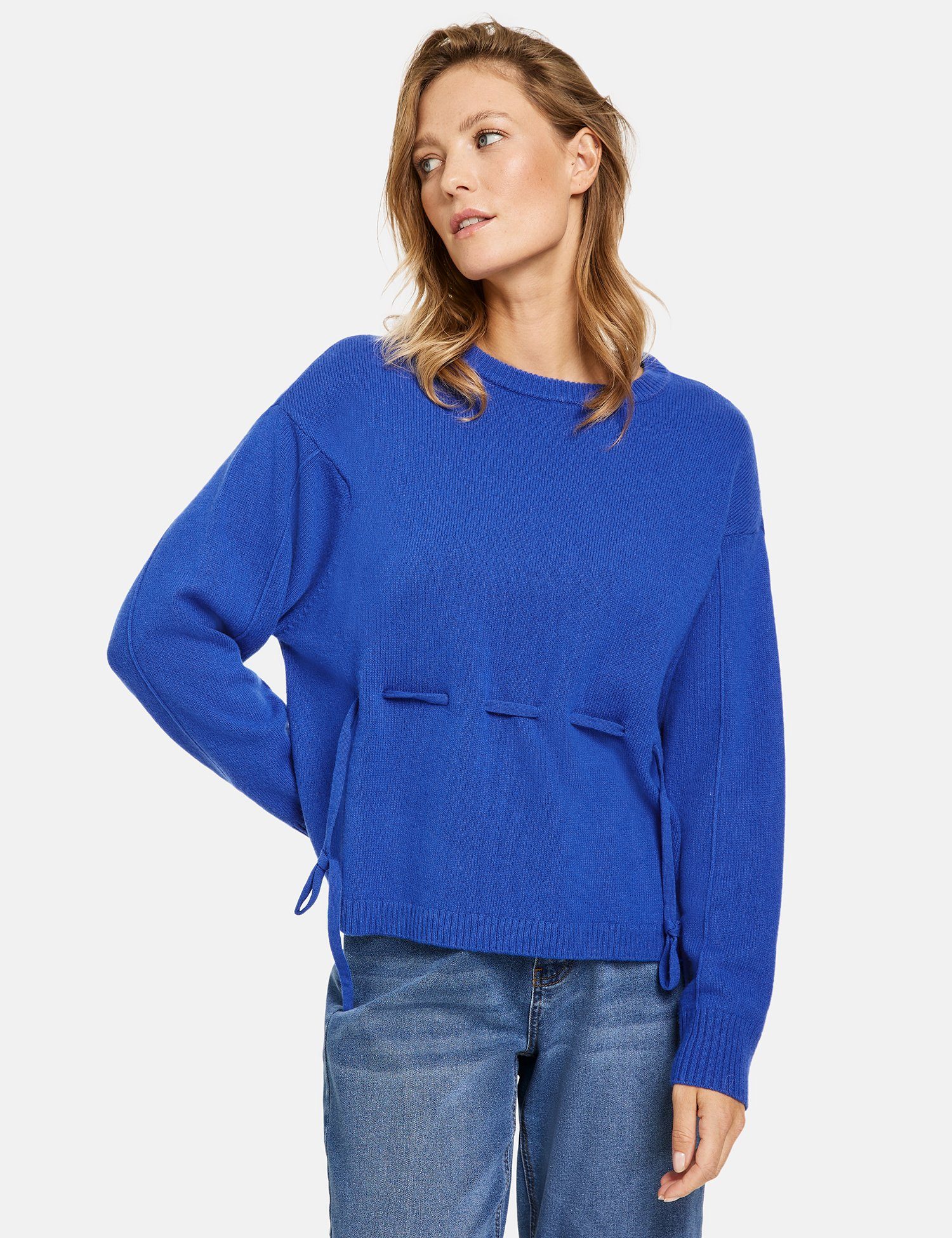 Bändchen-Dekor Rundhalspullover Taifun Pullover mit