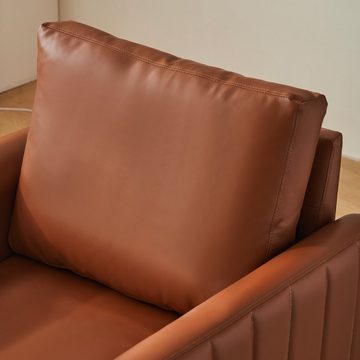 OKWISH Sessel Freizeitsessel Armlehnensessel Relaxsessel Loungesessel (Einzelsessel mit roségoldenen Metallbeinen), mit roségoldenen Metallbeinen, Moderner PU-Lederstuhl