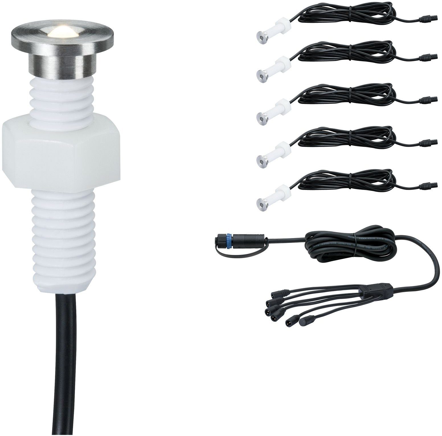Paulmann LED Shine, Shine, integriert, 5er fest & Set LED-Modul, Warmweiß, 3000K Einbauleuchte & Edelstahl, Plug IP67 Plug LED