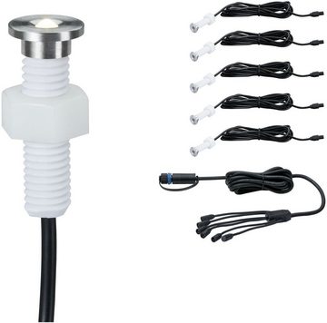 Paulmann LED Einbauleuchte Plug & Shine, Plug & Shine, LED fest integriert, Warmweiß, LED-Modul, IP67 3000K Edelstahl, 5er Set