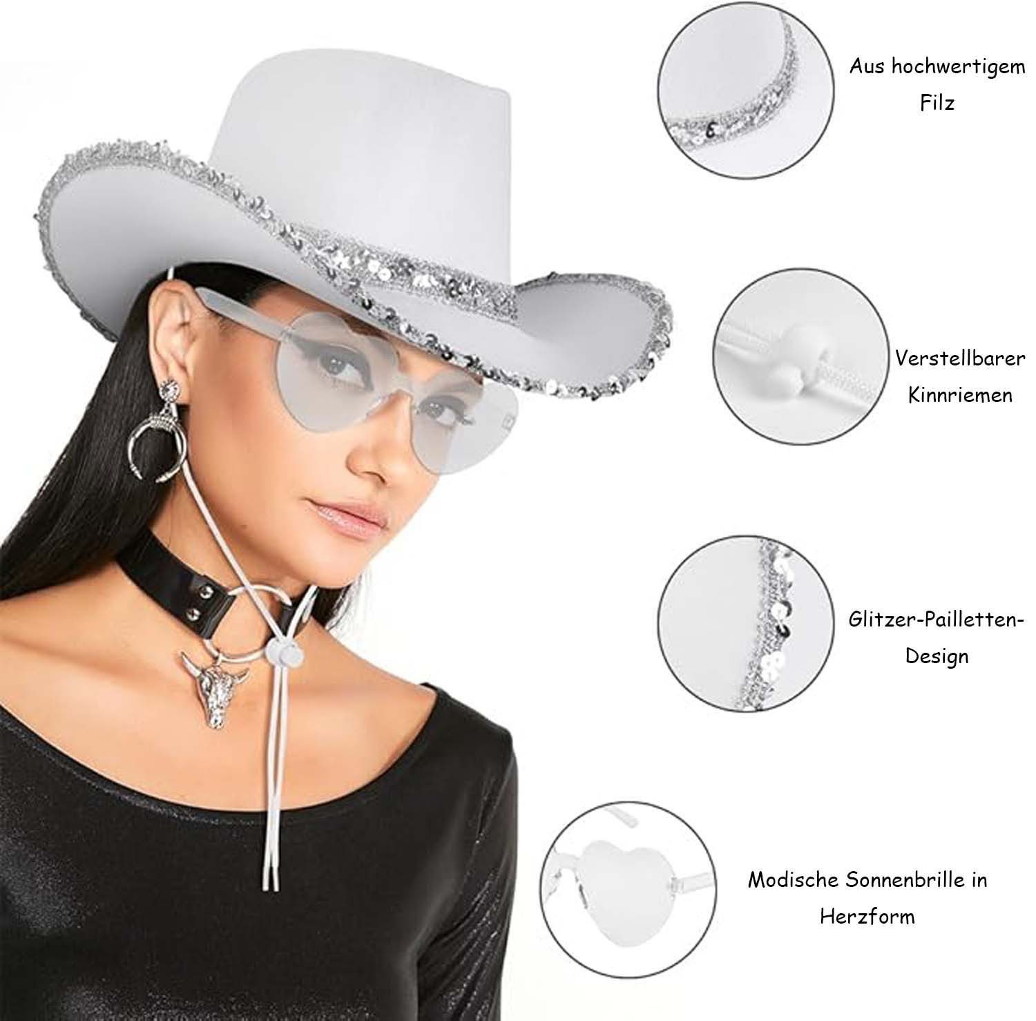 Oemmn Cowboyhut 3-teiliges Outdoor Freizeit-Hut-Set