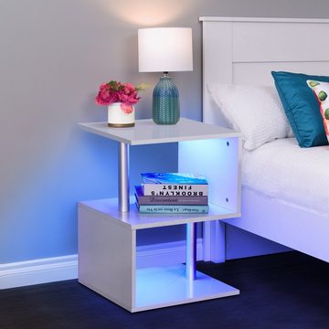 CLIPOP Nachtkommode Nachttisch (1 Nachtkonsole), 44x38x58cm Beistelltisch mit LED