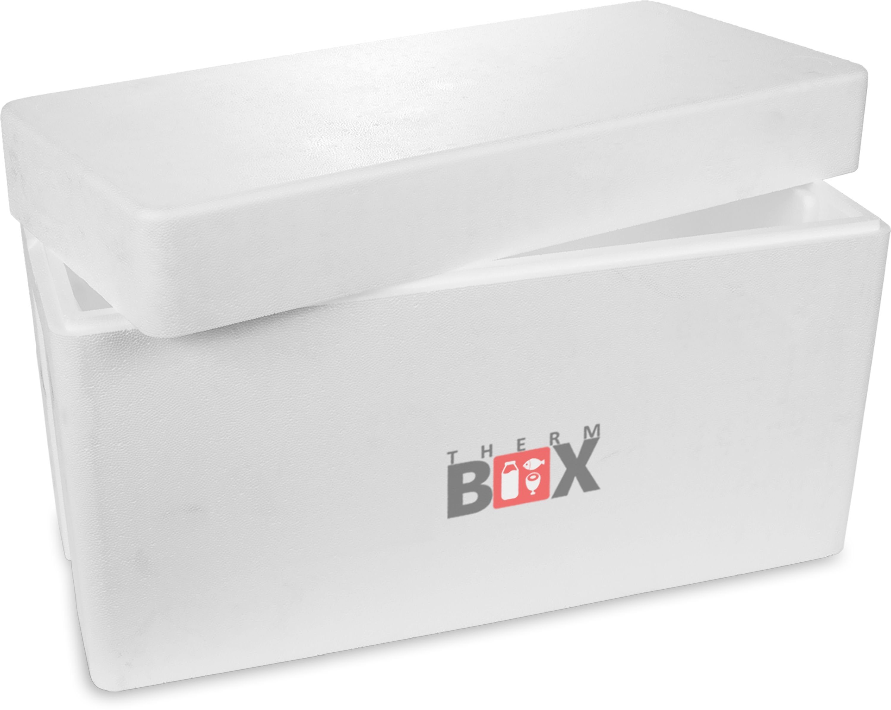 THERM-BOX Thermobehälter Styroporbox 83W Wand: 2,5cm 83L Innenmaß:70x29x39cm, Styropor-Verdichtet, (1, 0-tlg., Box mit Deckel im Karton), Isolierbox Thermobox Kühlbox Warmhaltebox Wiederverwendbar