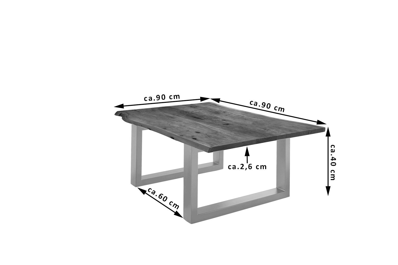 SAM® Couchtisch Talina, natürliche Baumkante, massives Akazienholz, nussbaumfarben, 26mm