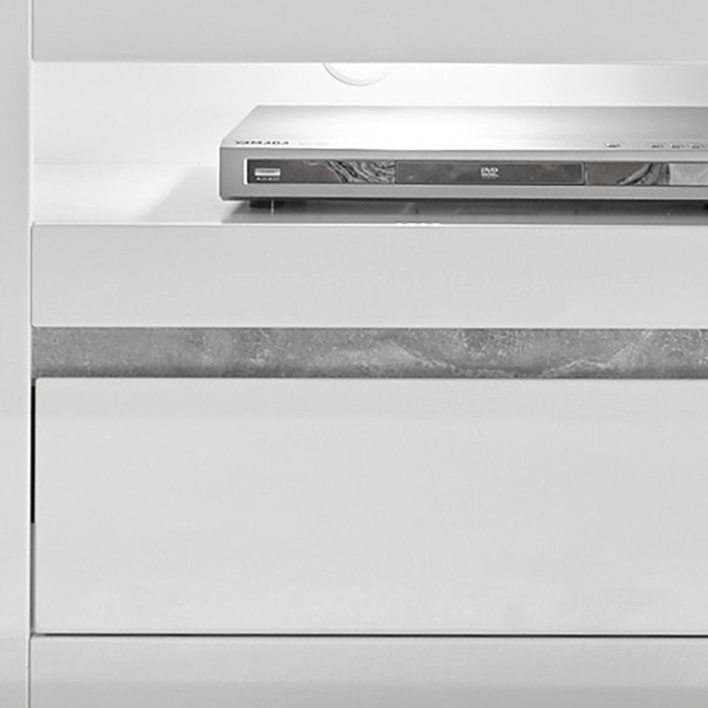 Lomadox Wohnwand COGO-61, 4-tlg), weiß 231x135x42cm TV-Möbel in Rack mit LEDBxHxT: (4-St., Hochglanz
