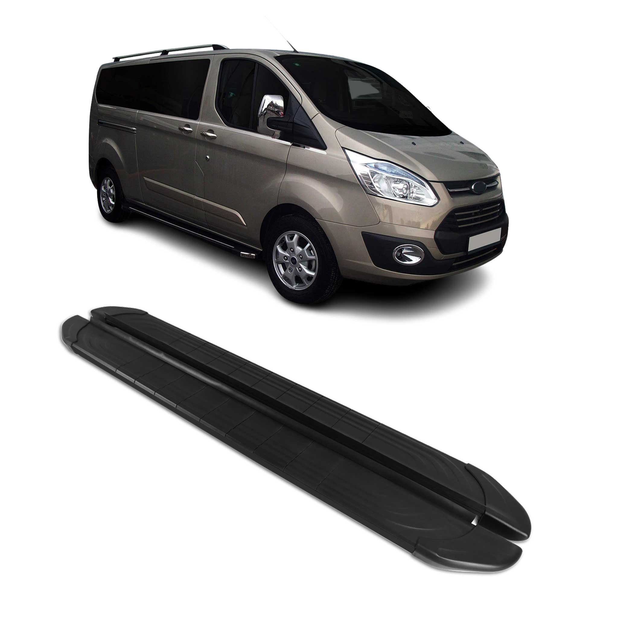 OMAC Kfz-Schmutzfänger Seitenschweller für Ford Transit Custom 2012-2022 L1 Alu, 2-tlg., Rutschfest, Haltbar, Aerodynamik