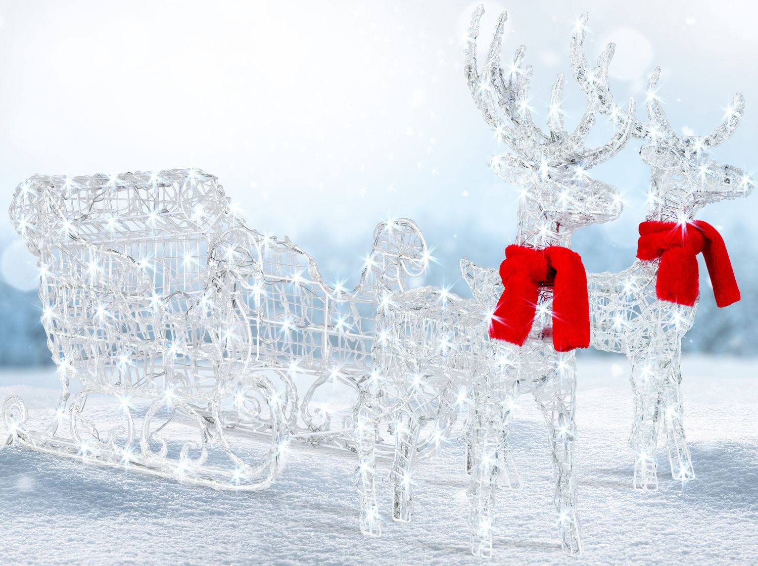 KESSER Weihnachtsfigur, 240er LED Rentiere Schlitten weiß Timer Weihnachtsb günstig online kaufen