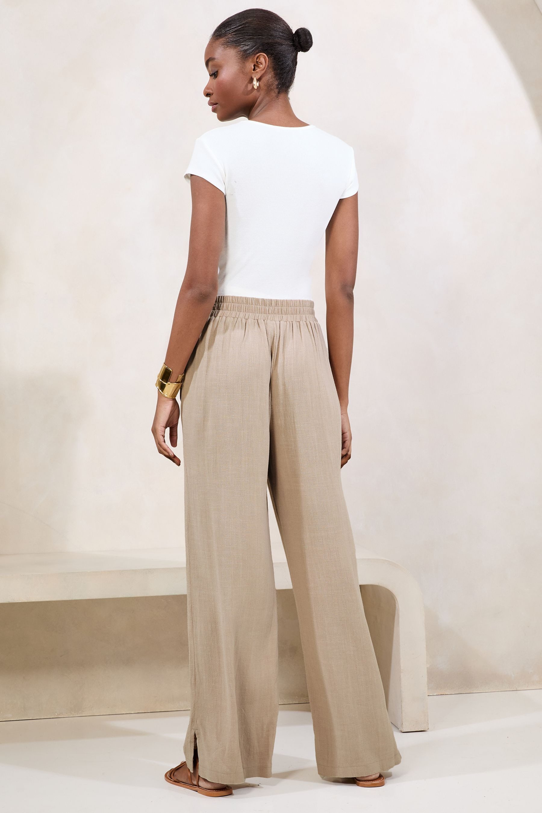LIPSY Palazzohose Lipsy Hose mit weitem Bein und Leinen, Regular (1-tlg) günstig online kaufen