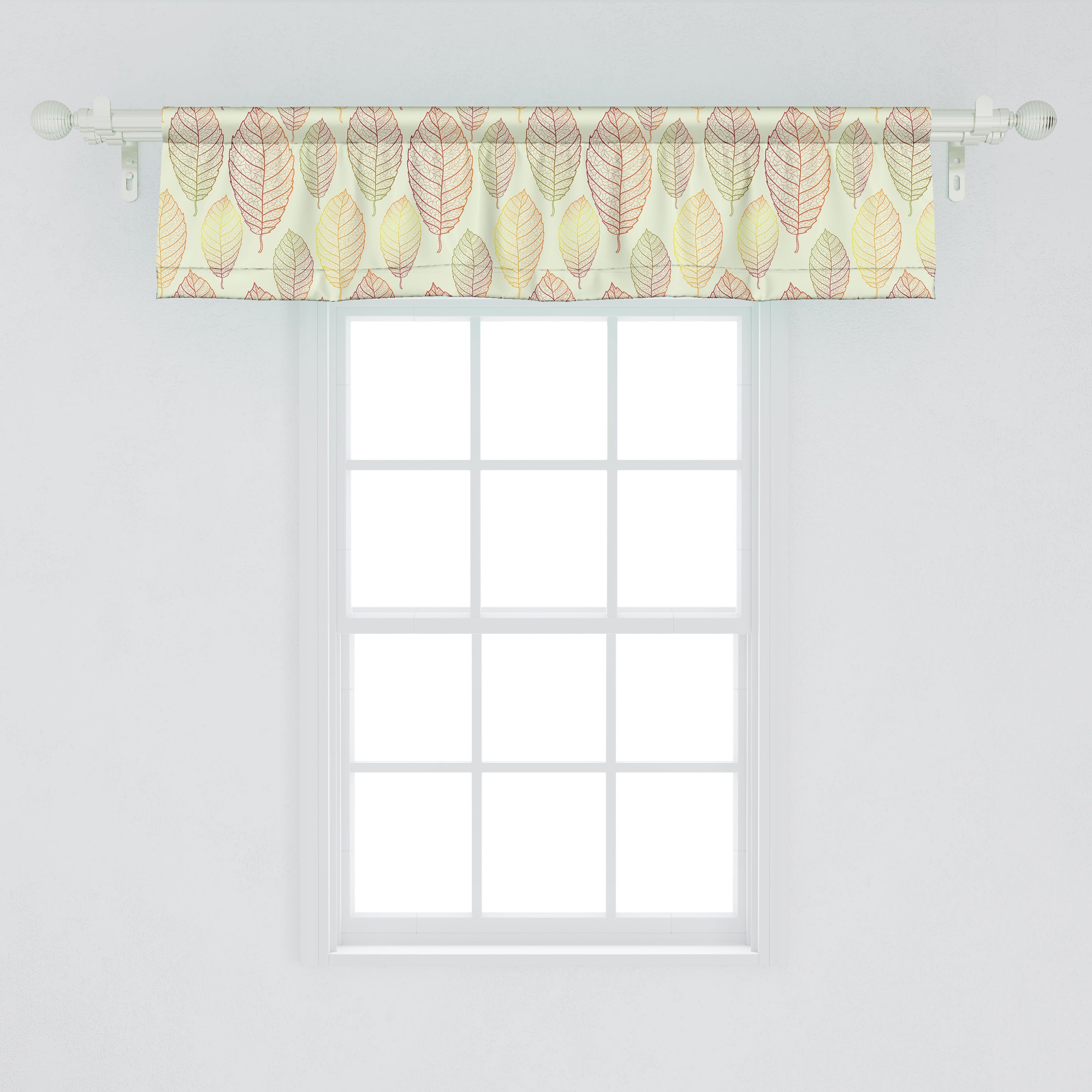 Scheibengardine Vorhang Farben Schlafzimmer Abakuhaus, Stangentasche, Gedämpfte für Dekor Blätter Küche Umriss mit Microfaser, Volant