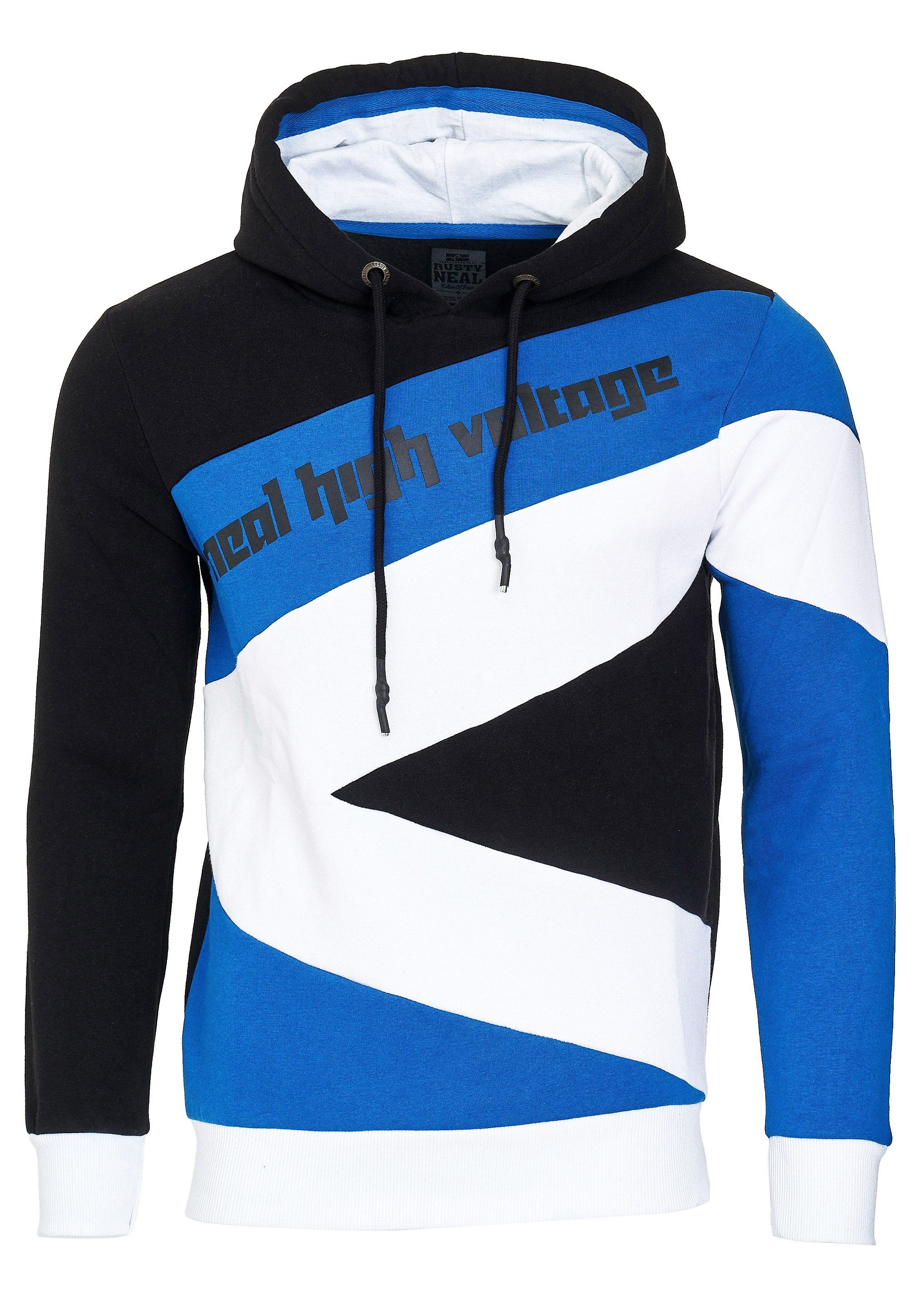 schwarz-blau Rusty sportlichem in Neal Design Kapuzensweatshirt