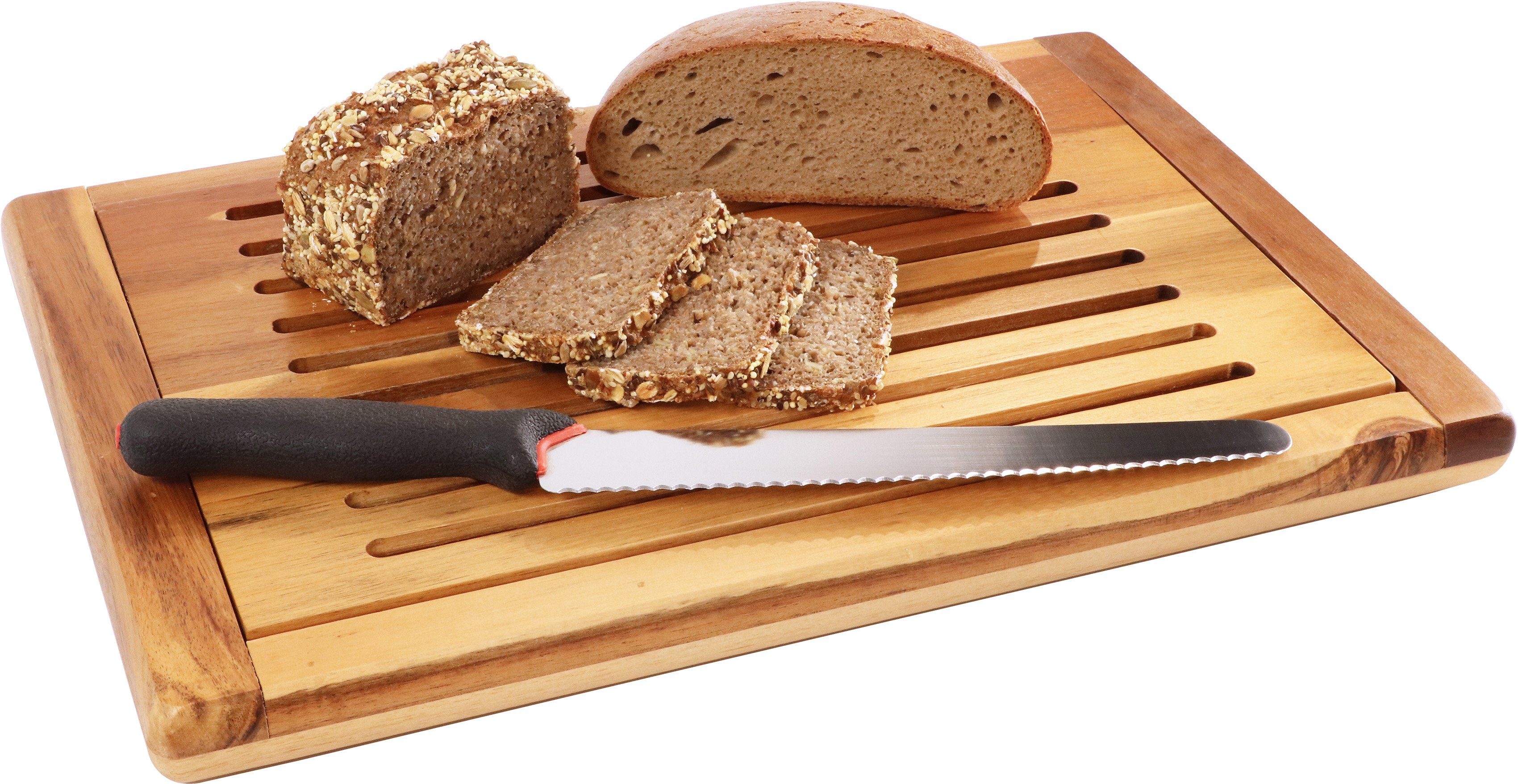 APS Brotschneidebrett, Massivholz, (1-St), mit Krümelfach
