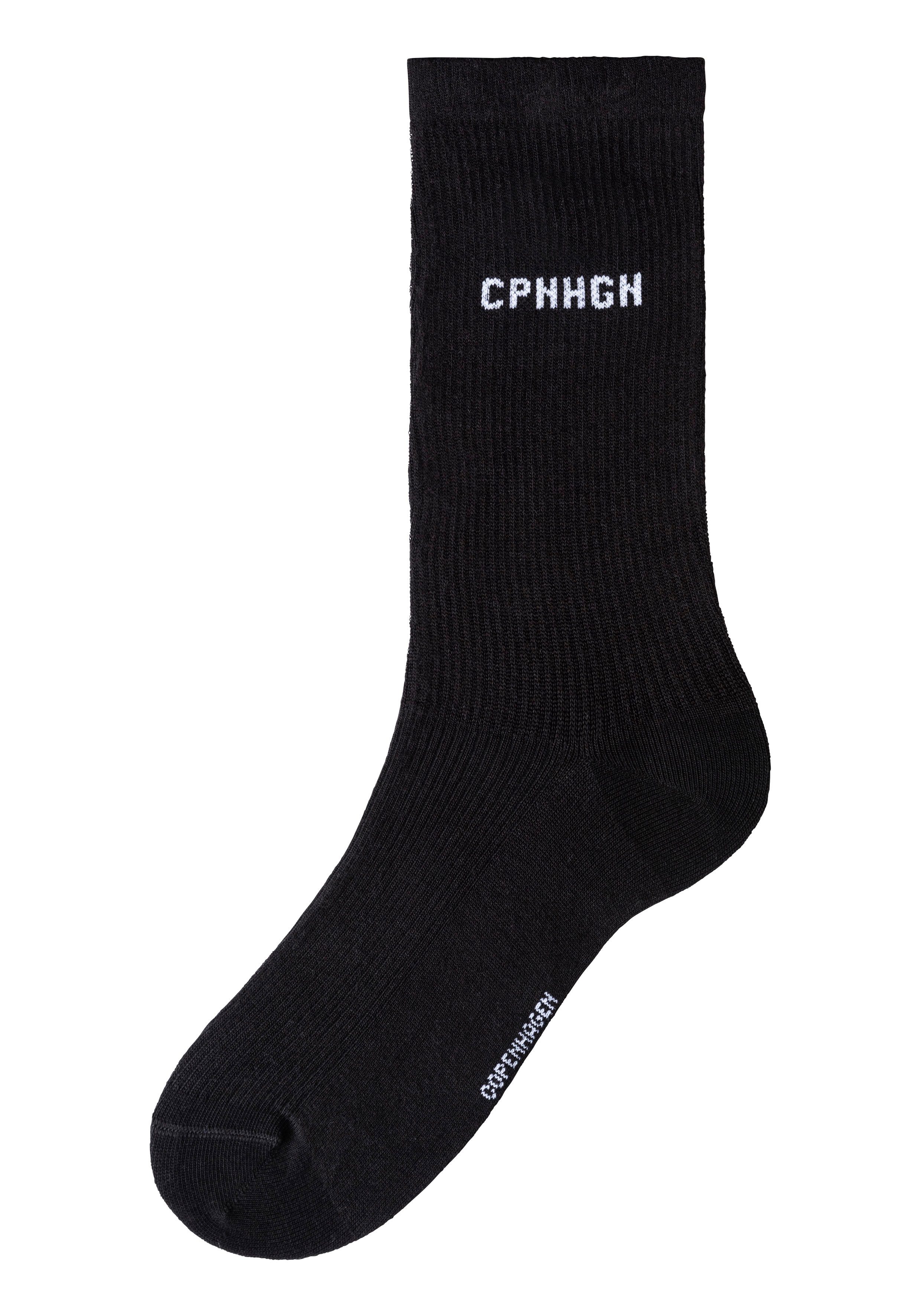 Copenhagen Studios Basicsocken (Packung, 3-Paar) mit Rippstruktur und Stickerei