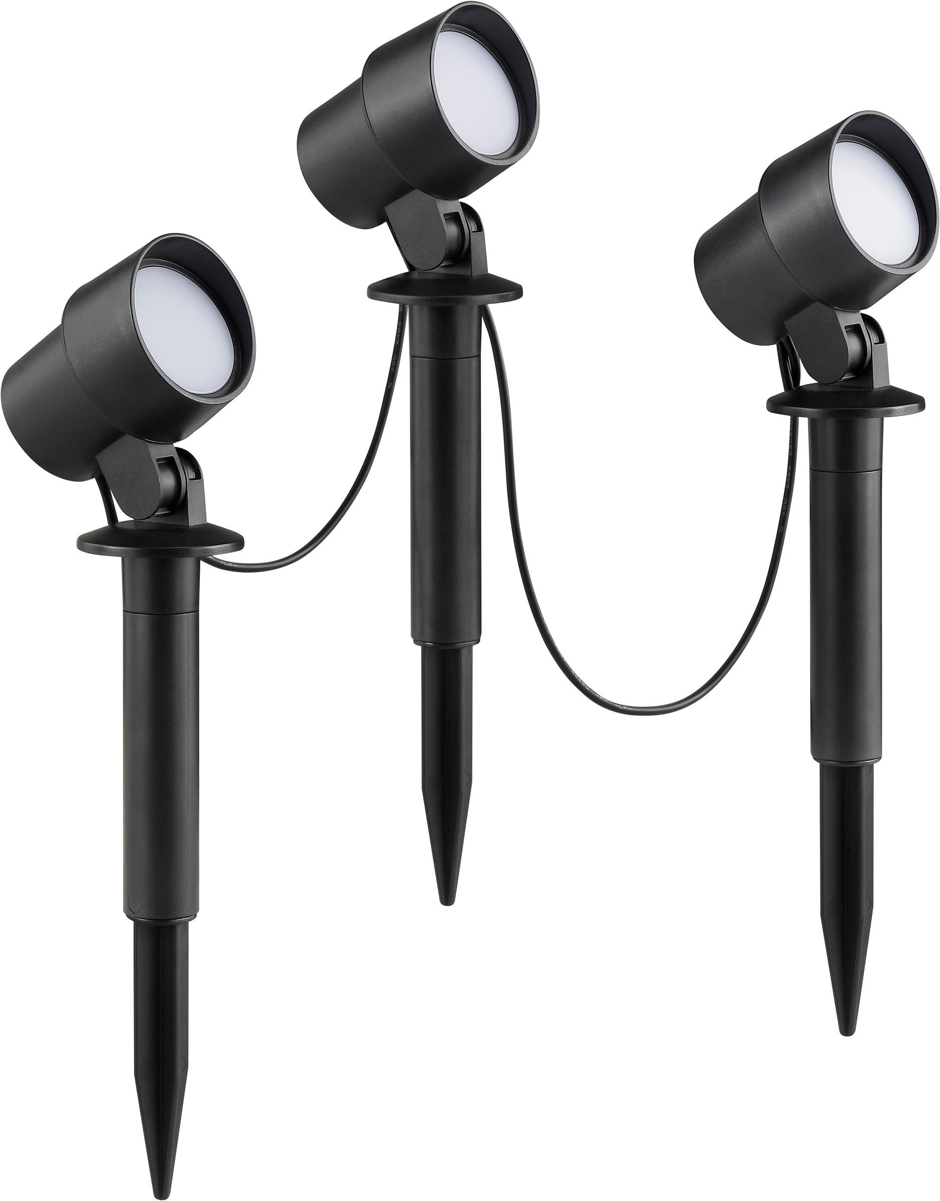 Brilliant Gartenstrahler Kamara, LED fest integriert, Warmweiß, LED Spieß 3er Set, 21 x 6 x 8 cm, 610 lm, 3000 K, Kunststoff, schwarz
