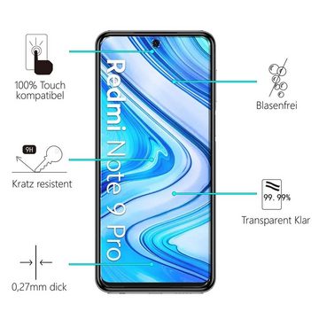 CoolGadget Schutzfolie Panzerfolie für Redmi Note 9 Pro, (Spar-Set 4in1, 2x Displayschutz, 2x Kameraschutz), Panzerglas Schutzfolie für Xiaomi Redmi Note 9 Pro Folie