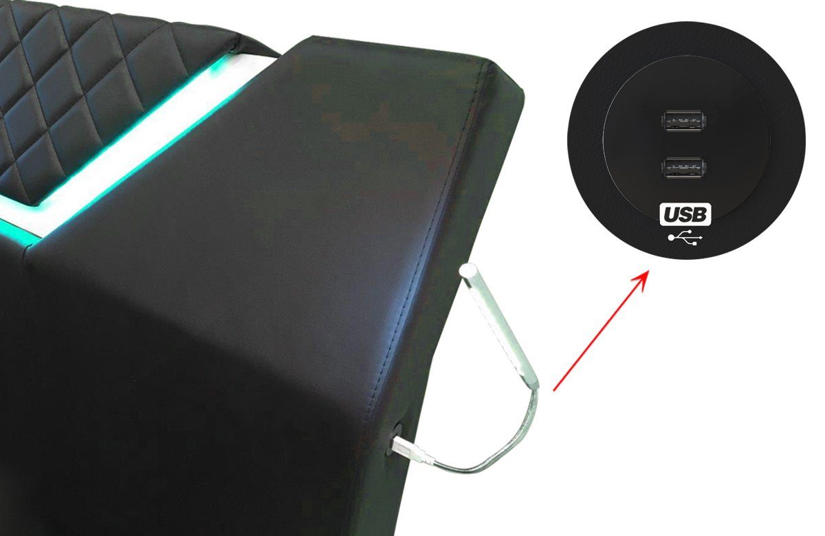 Sofa Dreams Boxspringbett Nantes inkl. Matratze & Topper mit LED-Beleuchtung, Bett mit Kunstleder Premium Bezug und in versch. Liegemaßen