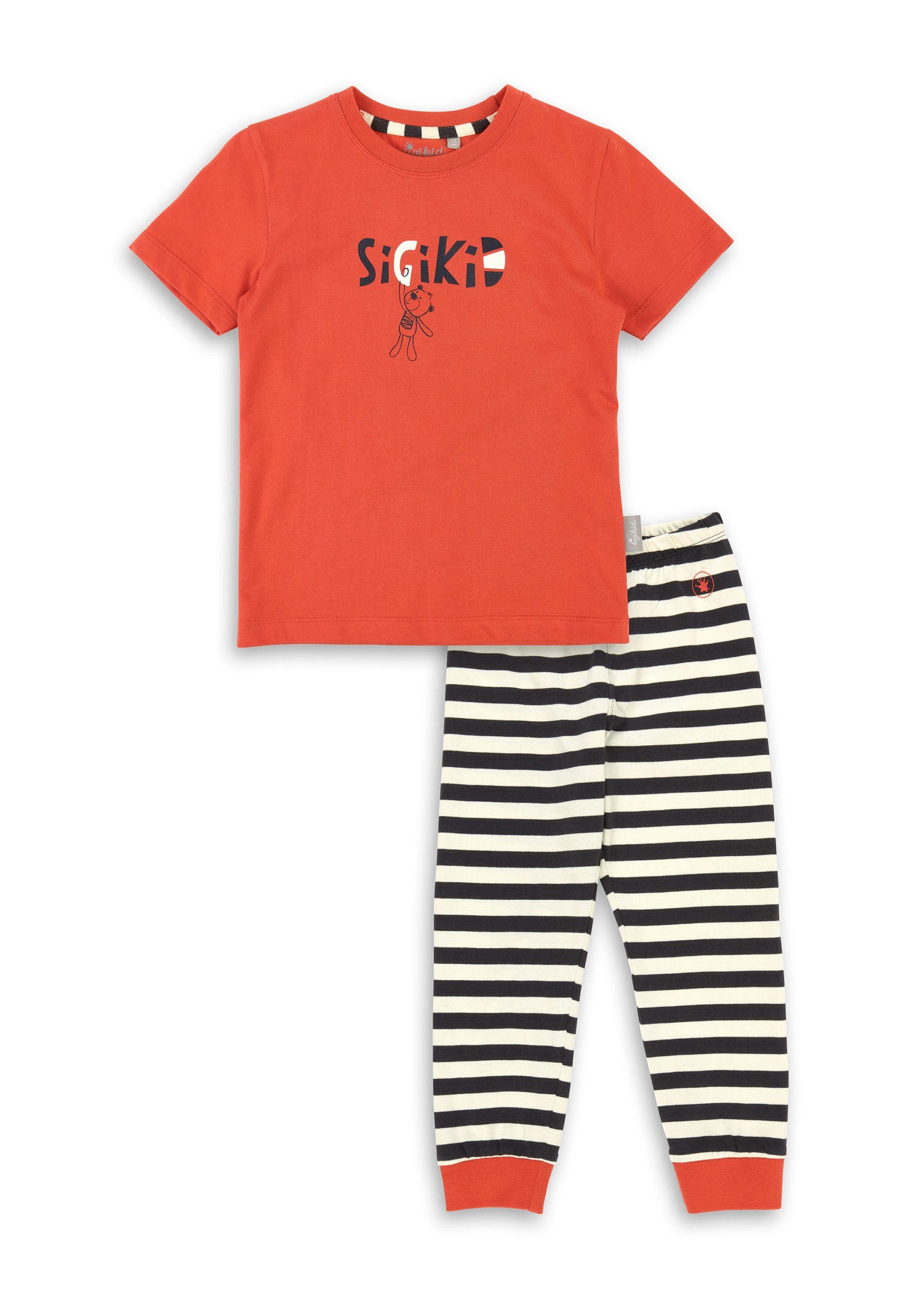Sigikid Pyjama Kinder Nachtwäsche Pyjama (2 tlg) rot/schwarz/weiß