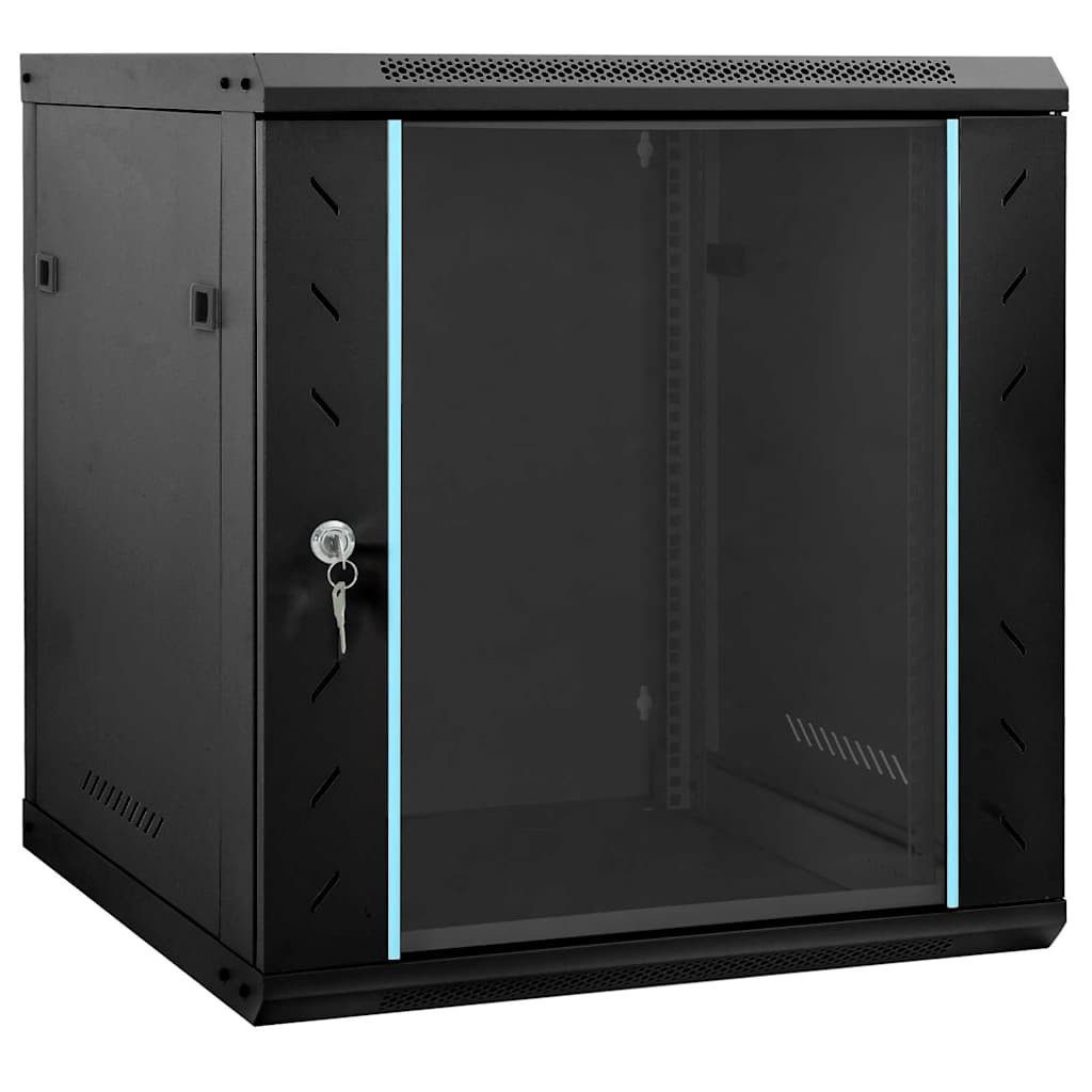 vidaXL Netzwerkschrank mit Speicher Schwarz 60 x 45 x 65 cm Stahl Netzwerk-Adapter