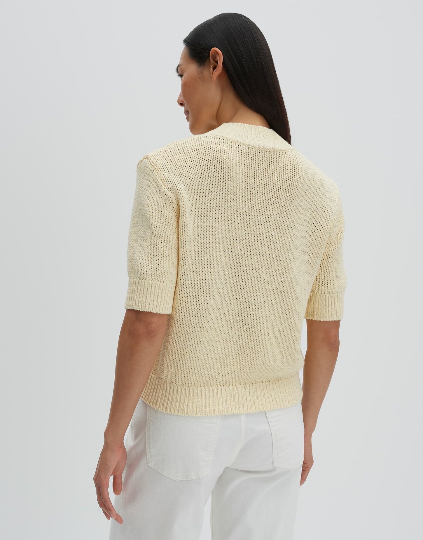 someday Kurzarmpullover Tavery detail aus Bändchengarn mit weichem Griff Schmale Passform, formstabil mit Strickbündchen