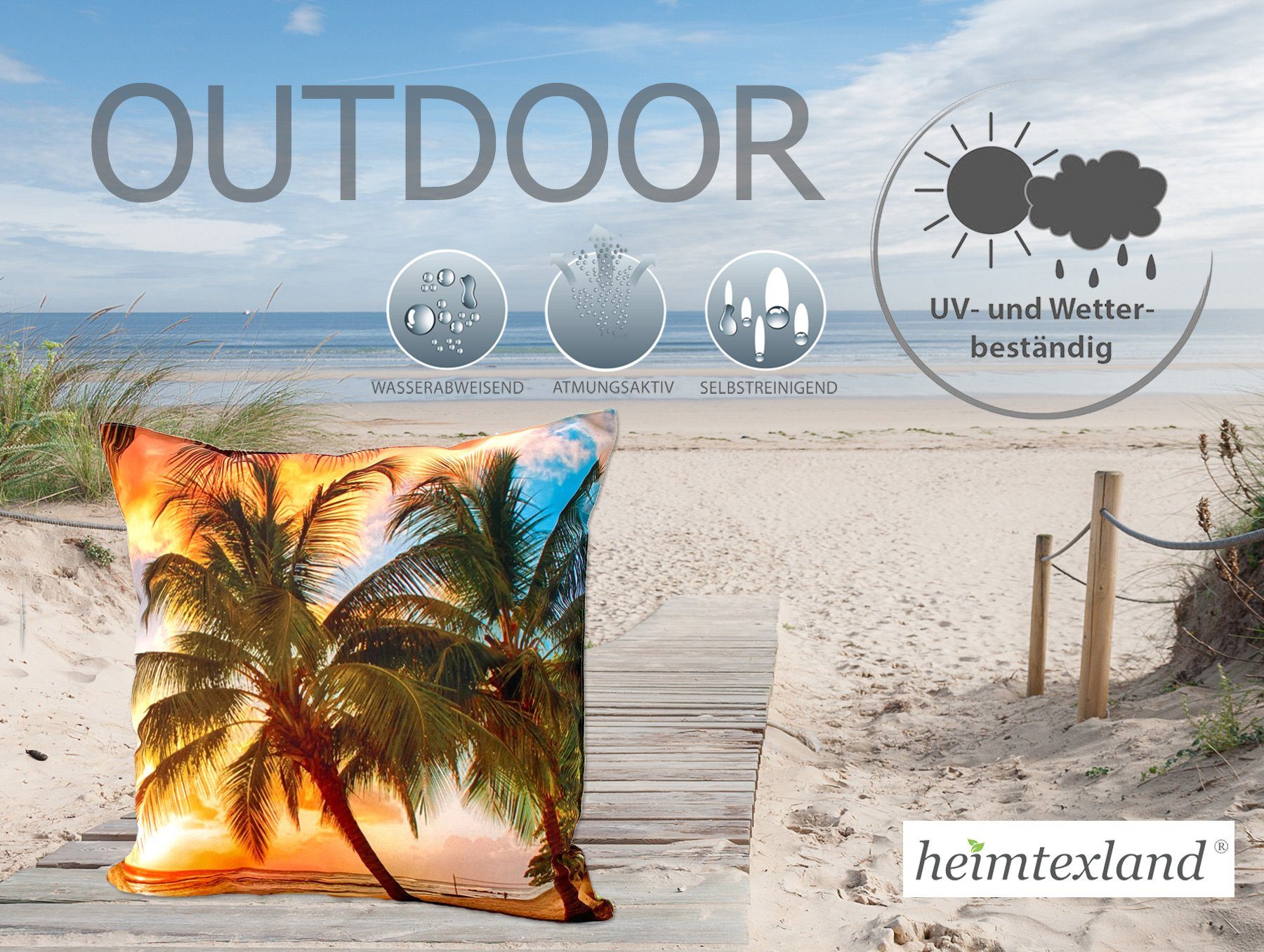 heimtexland Dekokissen Outdoorkissen 45x45 Outdoor Garten Deko Kissen, Lotus Effekt, schmutz- und wasserabweisend, inkl. Füllung