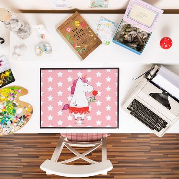 Mr. & Mrs. Panda Schreibtischunterlage Einhorn Dame - Rot Pastell - Geschenk, Schluss machen, Schreibtisch U, (1 tlg)