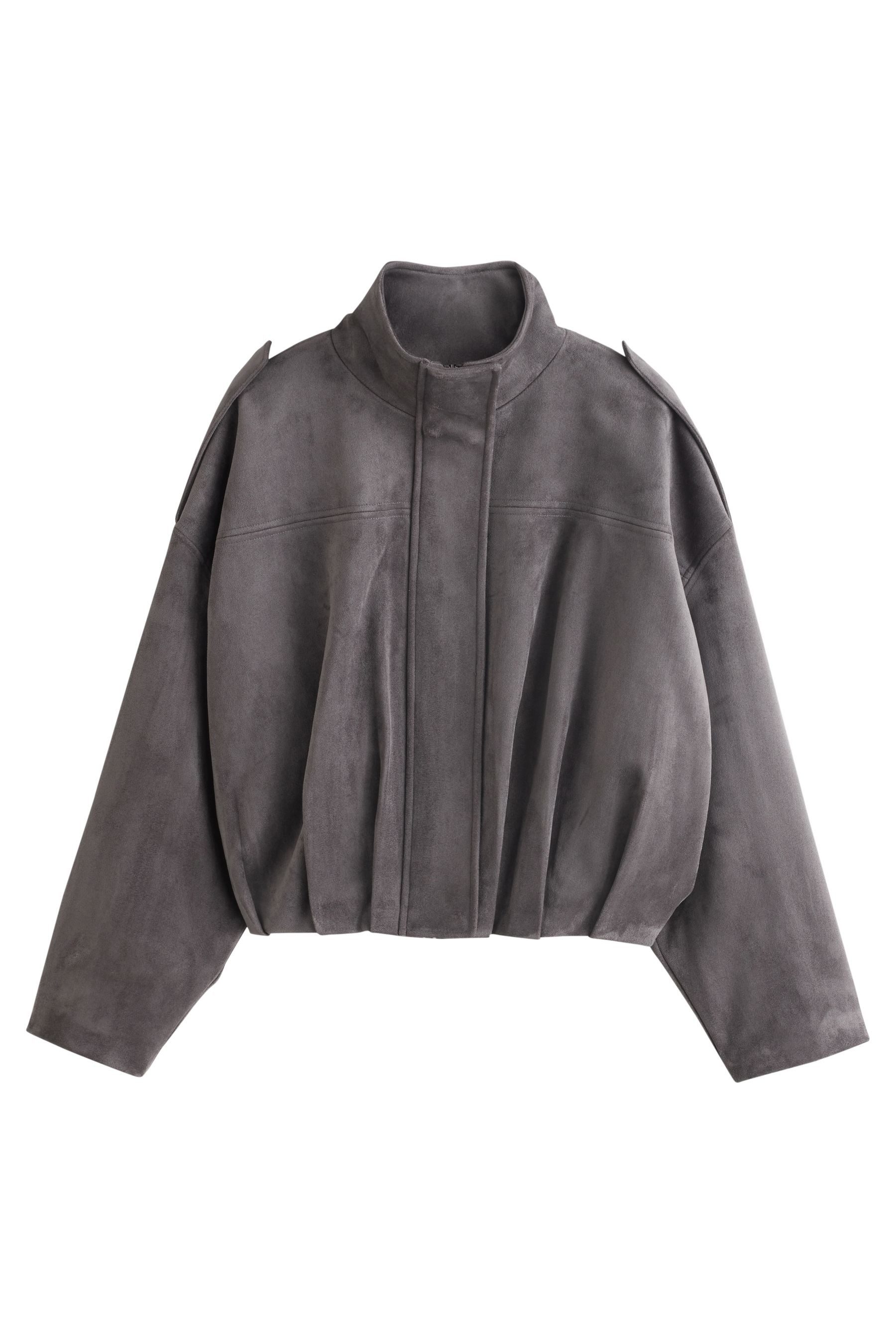 Bomberjacke Bomberjacke aus Kunstveloursleder, Trichterkragen