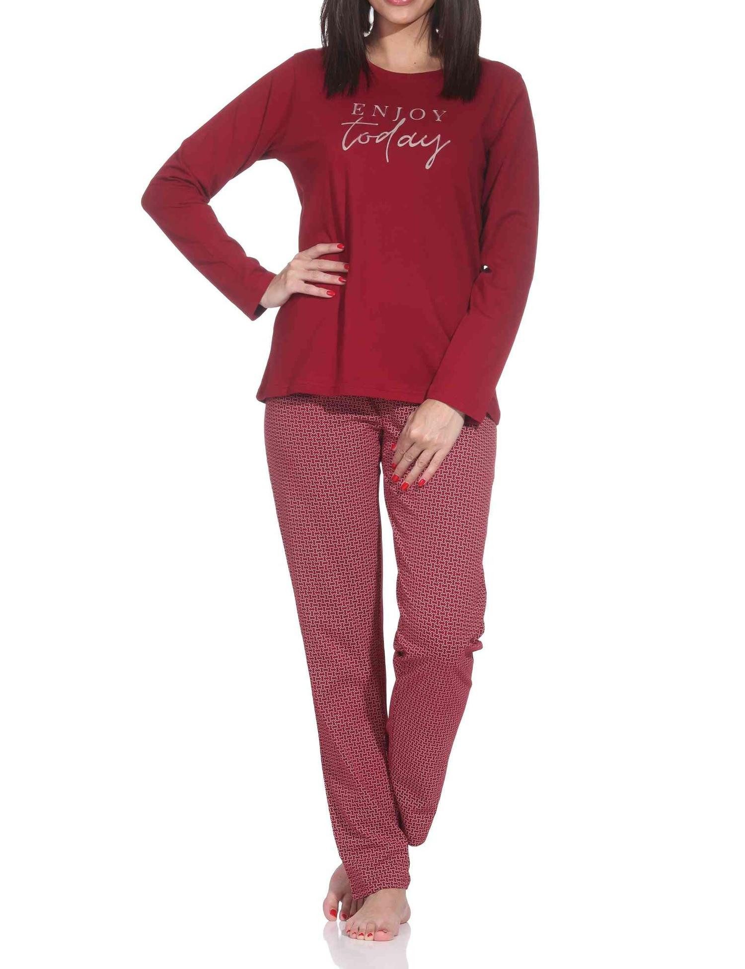 Pyjama Normann Damen langarm Schlafanzug Pyjama im eleganter Optik