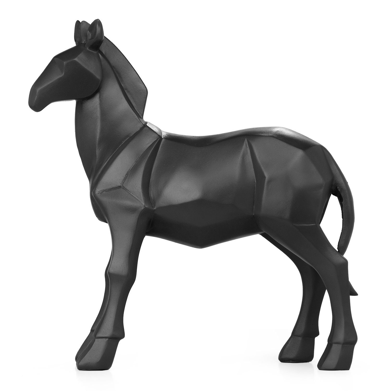 Skulptur Polyresin Pferd Figuren Polygonal TierFigur Deko Geschenk Moritz Dekofigur Modern schwarz, Geometrische
