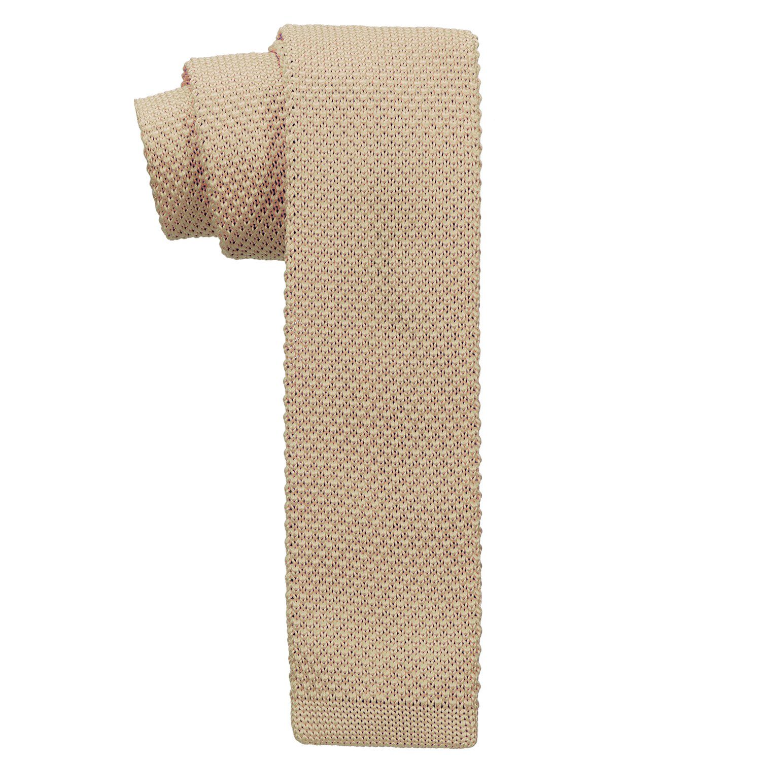 Krawatte DonDon Strickkrawatte, Retro-Look, cm schmale Büro festliche Krawatte oder beige für 1-St) 5 (Packung, Veranstaltungen Wollkrawatte