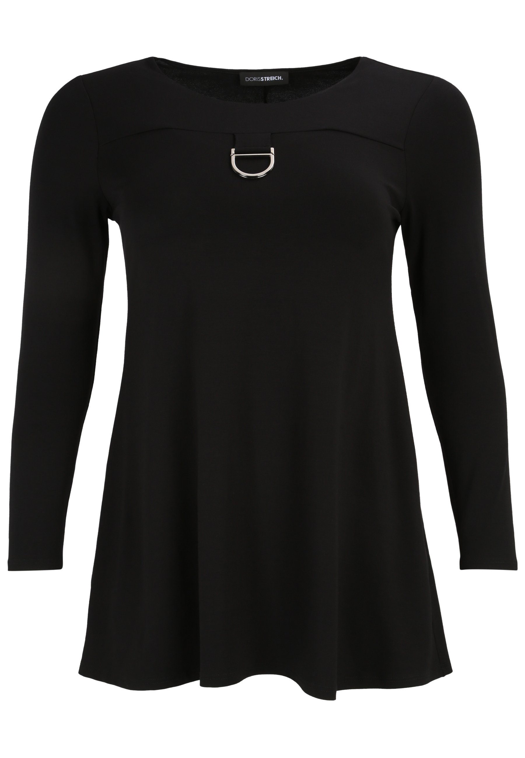 Doris Streich Longbluse Long-Shirt mit messingfarbenem Zierteil mit modernem Design