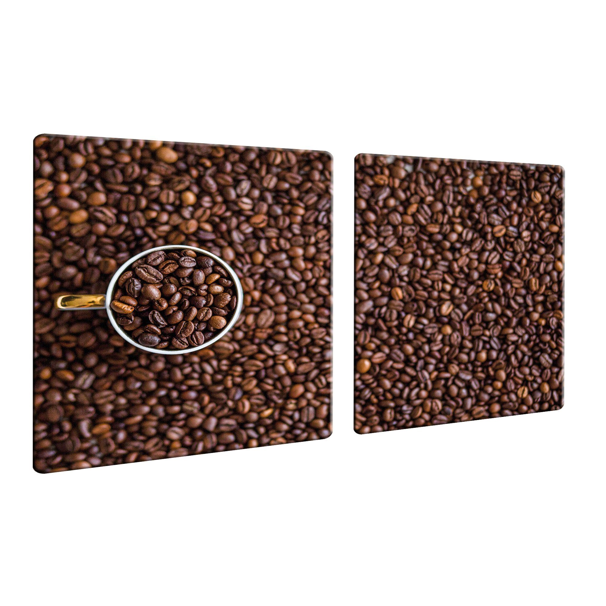 Decorwelt Herd-Abdeckplatte Ceranfeldabdeckung 80x52 2-teilig Kaffee Glas | Herdabdeckplatten