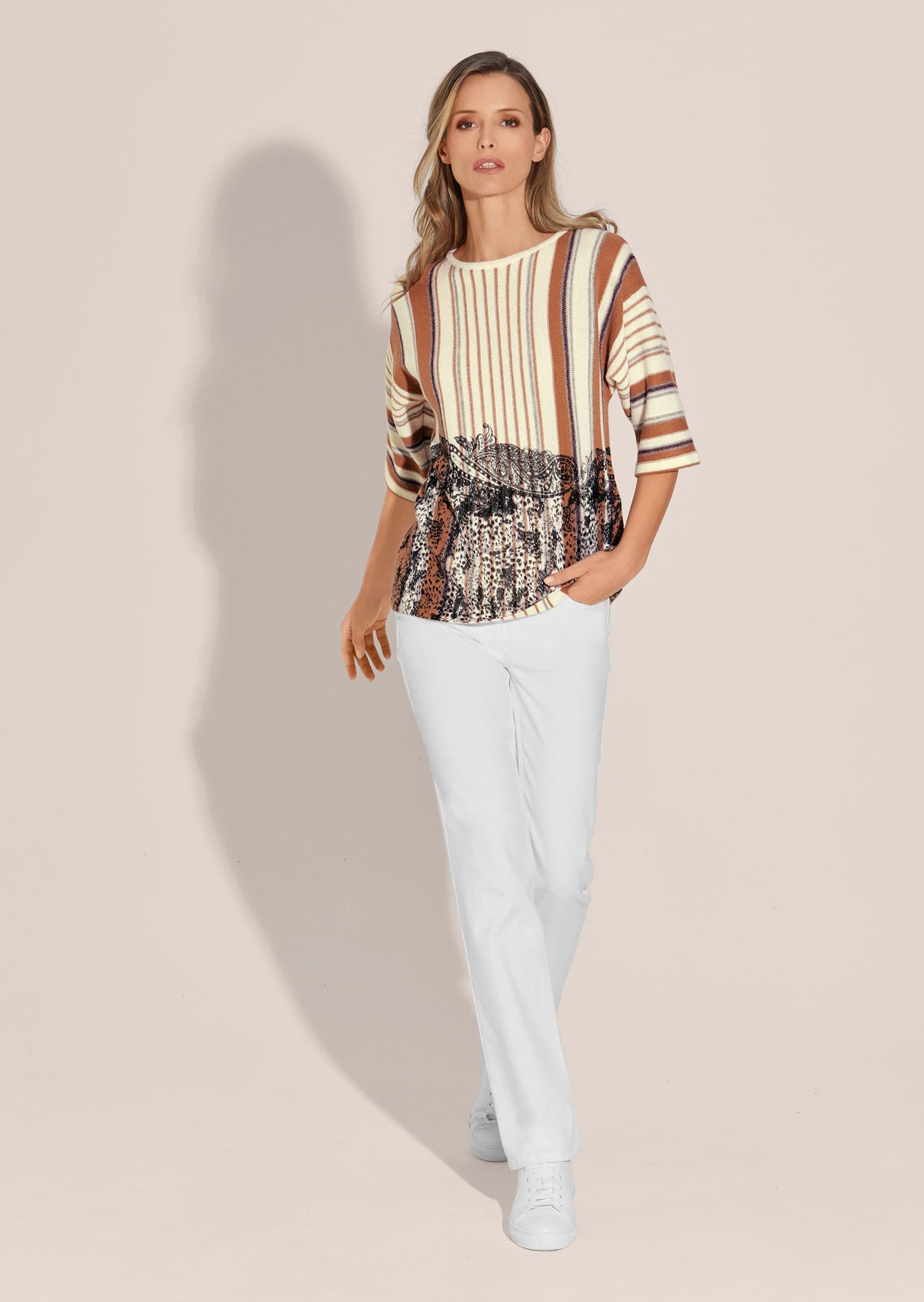 MADELEINE Strickpullover Streifen-Pullover mit Paisley-Druck günstig online kaufen