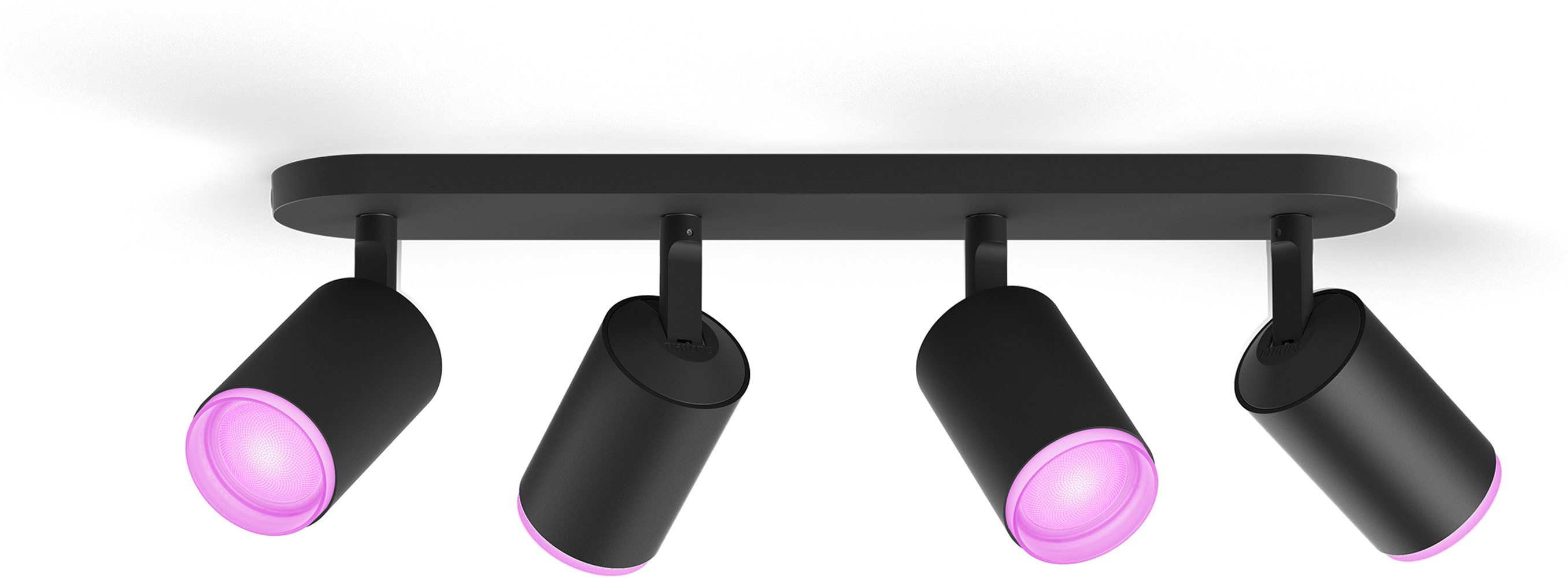 Philips Hue LED Deckenspot White & Color Ambiance Fugato 4er Aufbauspot, Abschaltautomatik, Bluetooth, CCT - über Fernbedienung, Dimmfunktion, Einschlafhilfe, Farbsteuerung, Farbwechsel, Memory, nach Trennung vom Netz, Nachtlichtfunktion, RGB, Smart Home, Timerfunktion, Weckerfunktion, dimmbar über Fernbedienung, mehrere Helligkeitsstufen, LED wechselbar, Farbwechsler, RGB, warmweiß - kaltweiß, Steuerbar per App und Stimme, Smart Home fähig, Farbfähig und Weißtöne