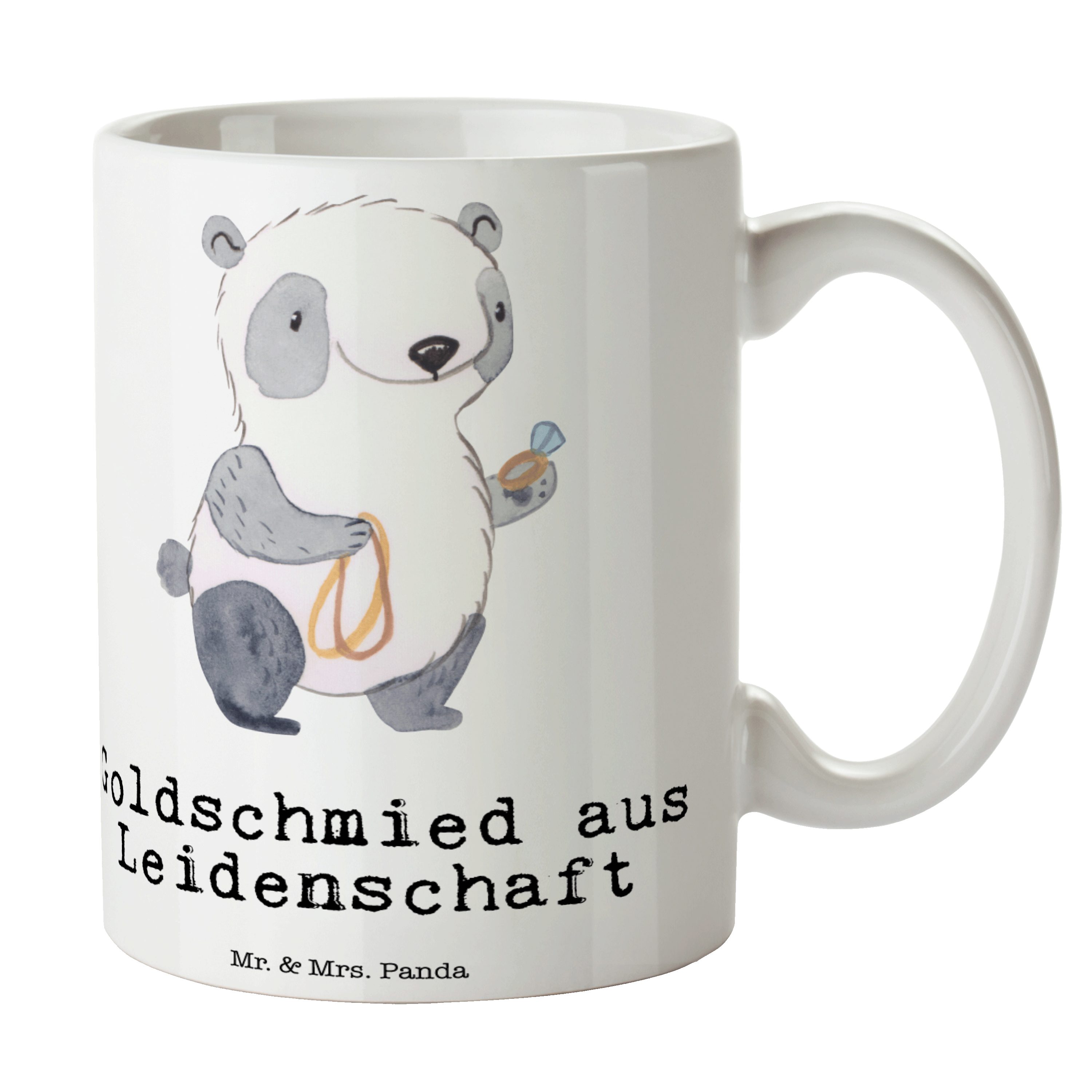 Mr. & Mrs. Panda Tasse Goldschmied aus Leidenschaft - Weiß - Geschenk, Tasse, Porzellantasse, Keramik