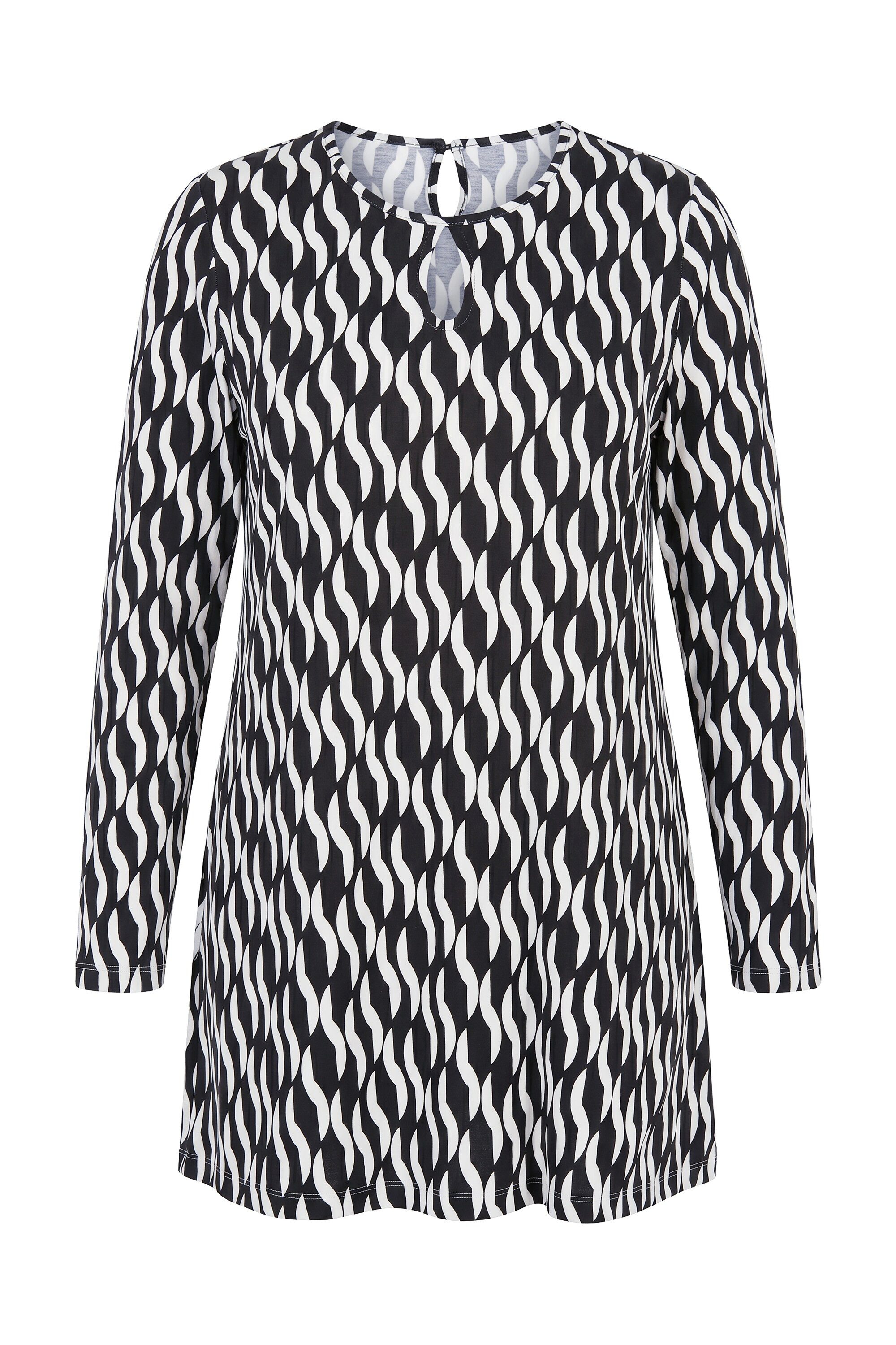 Ulla Popken Longshirt Longshirt grafischer Druck A-Linie Rundhals – Bild 2 von 4