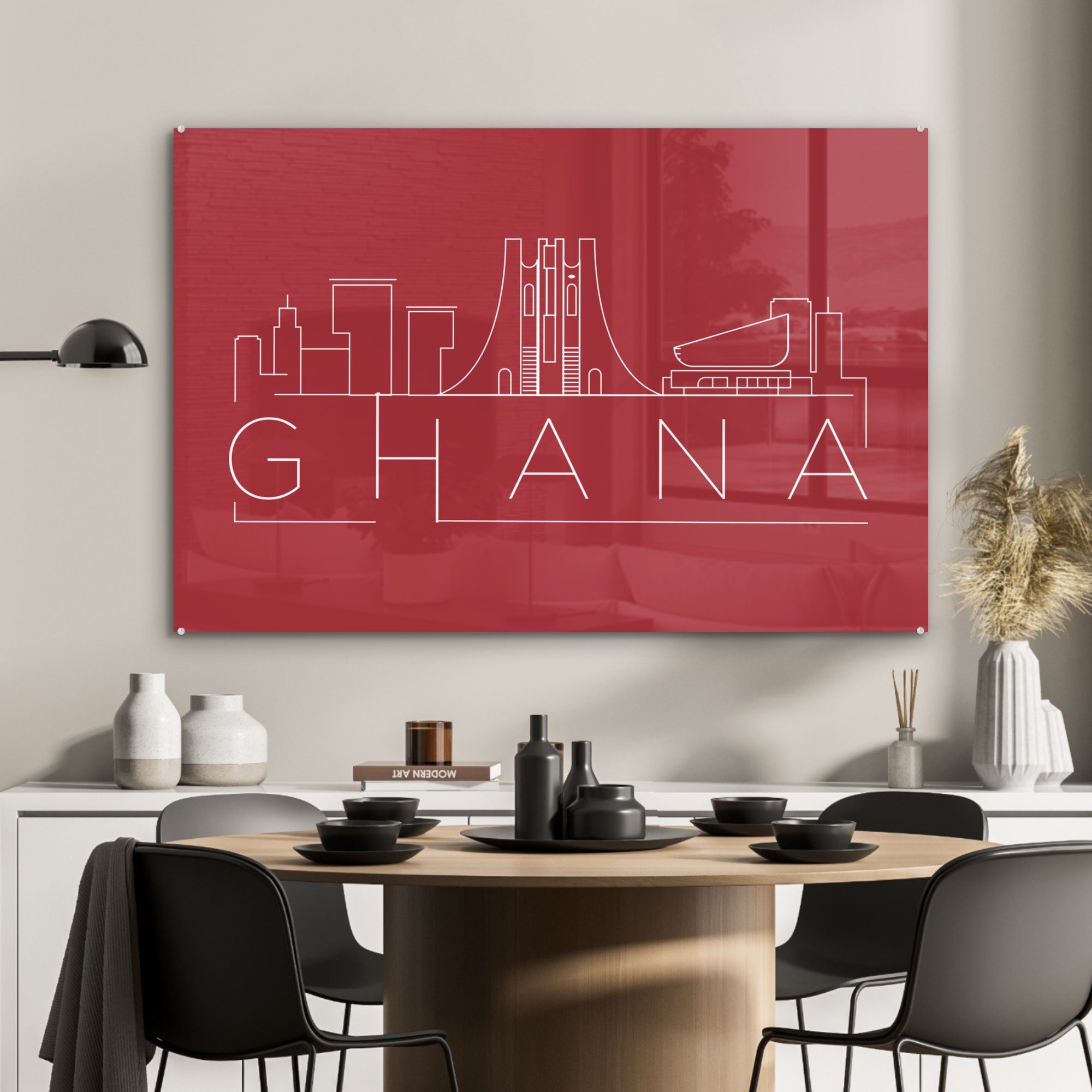 MuchoWow Acrylglasbild Skyline "Ghana" Schlafzimmer Acrylglasbilder & rotem Wohnzimmer Hintergrund, (1 auf St)