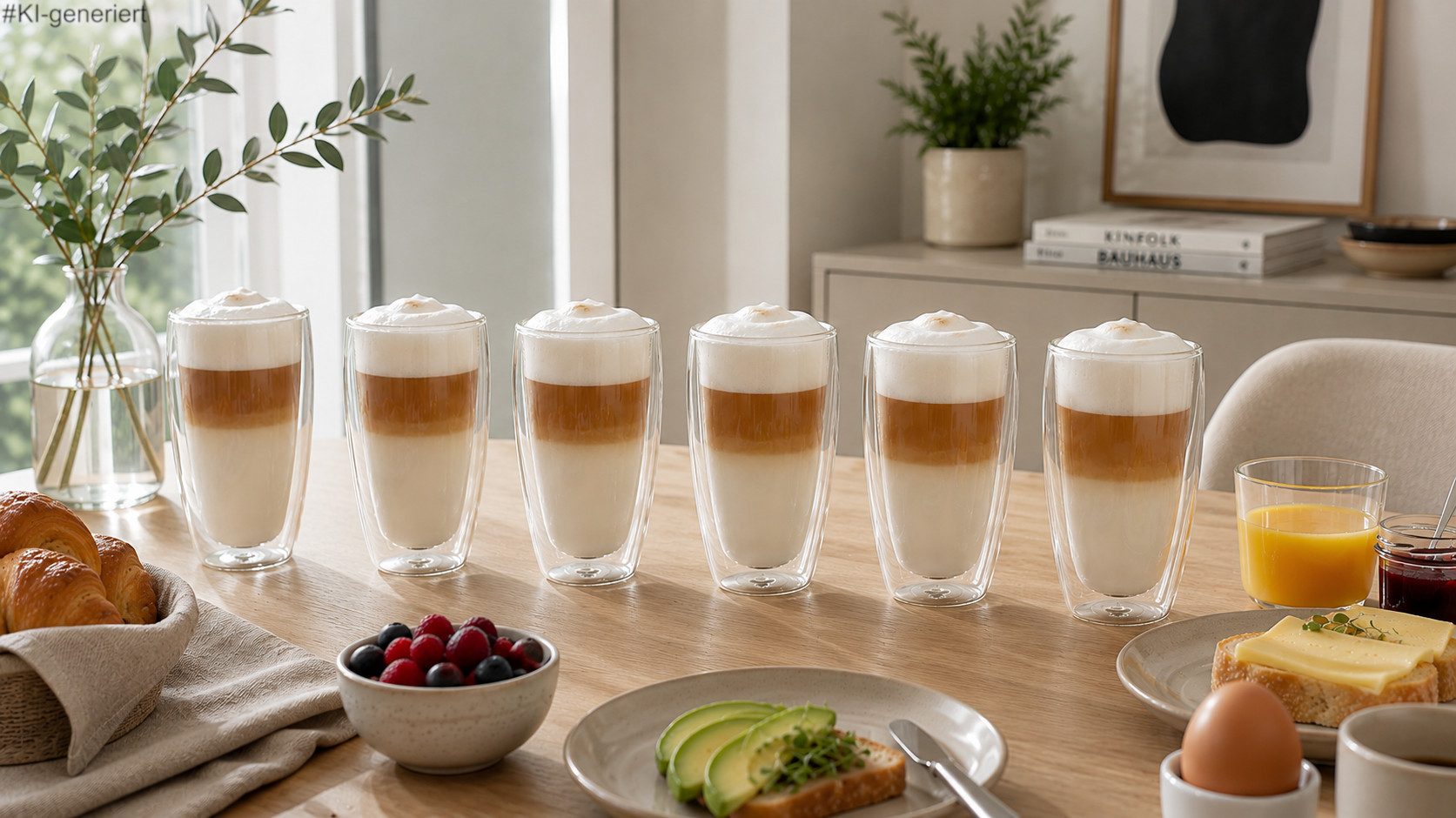 Haushalt International Latte-Macchiato-Glas Latte Macchiato-Gläser Doppelwandig isolierglas Extra lang warmhaltend, 6-tlg., 400ml, spülmaschinengeeignet, mikrowellengeeignet