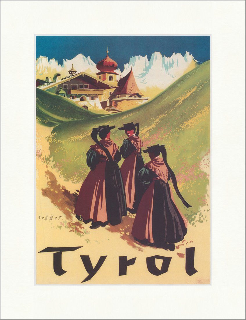 BillerAntik Kunstdruck Auf dem Weg ins Dorf Tyrol Tirol Österreich Trachten Kunstdruck Plakat, (1 St)