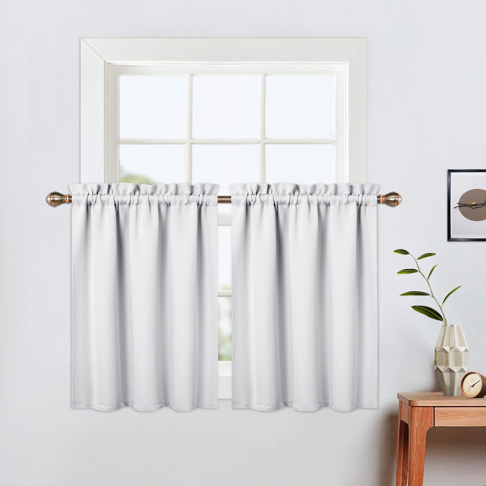 GarveeMore Gardine Verdunkelungsvorhang Scheibengardine Panneaux Kuvertstore, Thermoisolierende Verdunkelungsvorhänge für Küche und kleine Fenster