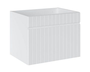 einfachgutemoebel Waschtisch-Set Badezimmer VITTAVLA 80cm Set 3-tlg., mit Aufsatzbecken br, matt-weiß, (Badmöbel Set, 1-St., Waschtisch Set 3-teilig)