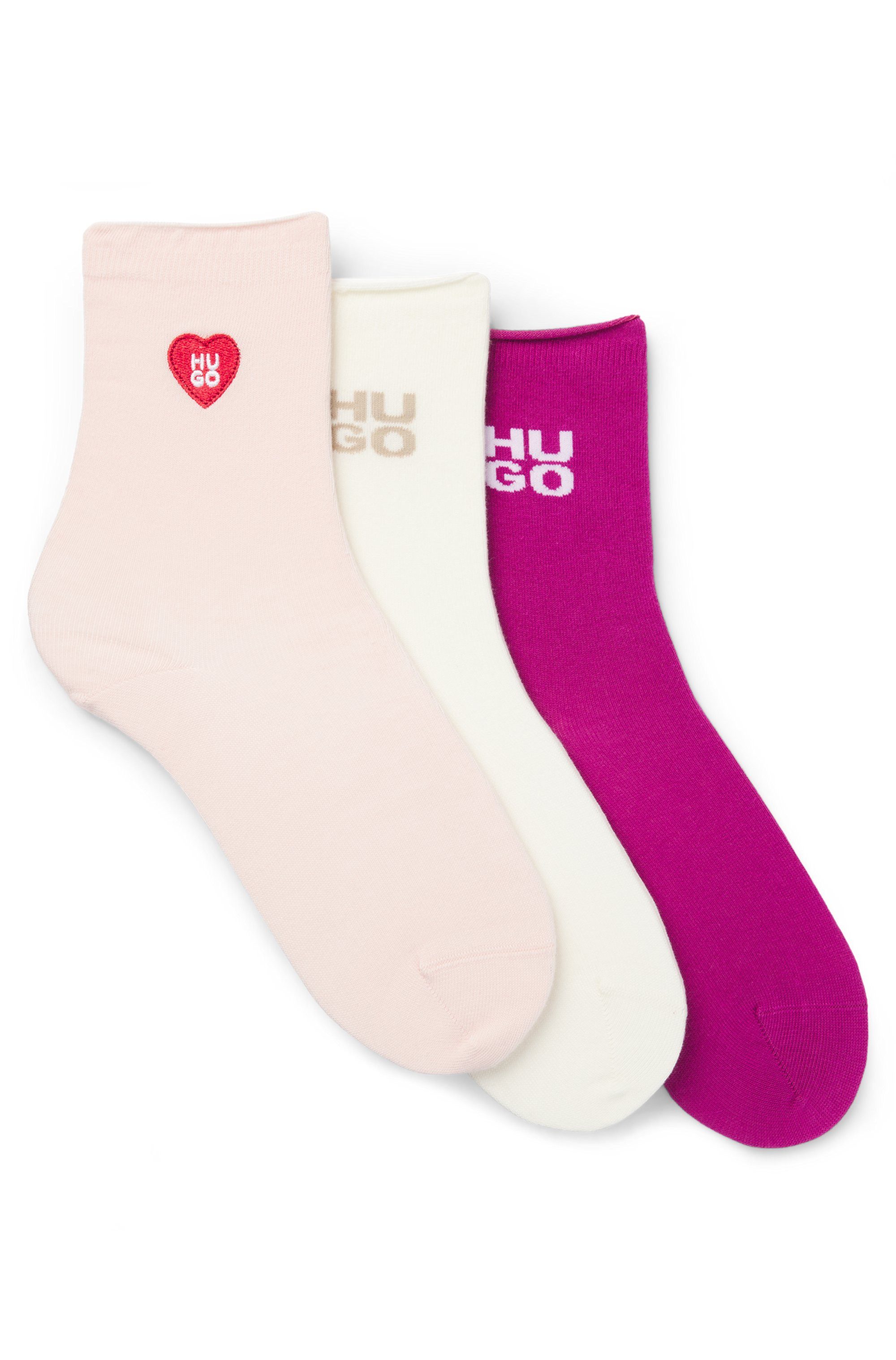HUGO Kurzsocken 3P SH HEART CC W mit Logo-Details, Verstärkung: Zehen- und Fersenpartie
