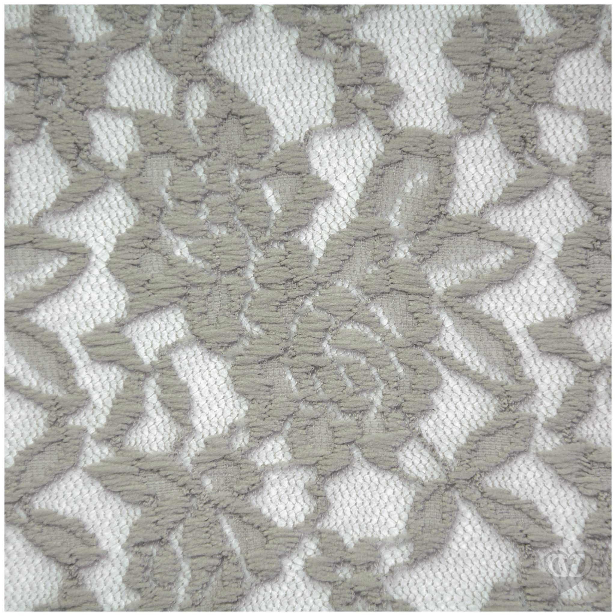 maDDma Stoff Spitzenstoff elastisch Meterware 145cm breit Blumenmuster 145g/m², steingrau