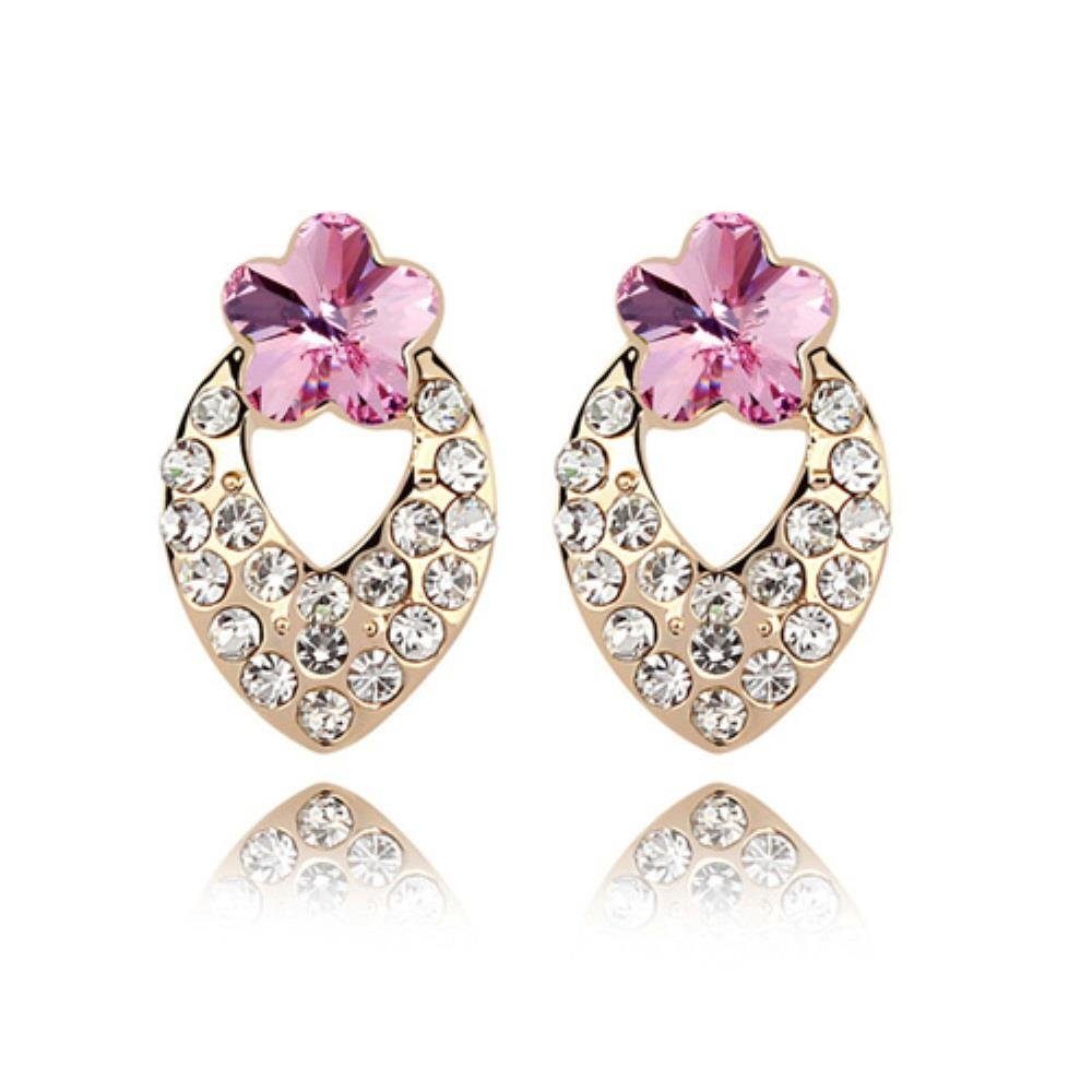 [Sehr beliebtes Standardprodukt] BUNGSA Ohrring-Set Ohrstecker Blossom Ohrringe Messing Paar (1 Stück), 2-tlg), (2 Gold Ohrschmuck Damen aus