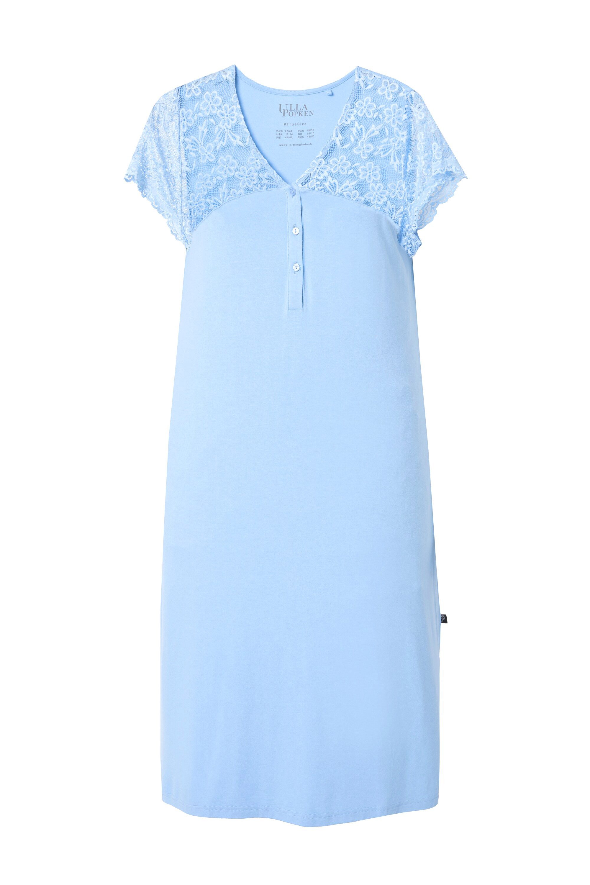 Ulla Popken Nachthemd Nachthemd Spitze V-Ausschnitt Spitzen-Halbarm günstig online kaufen