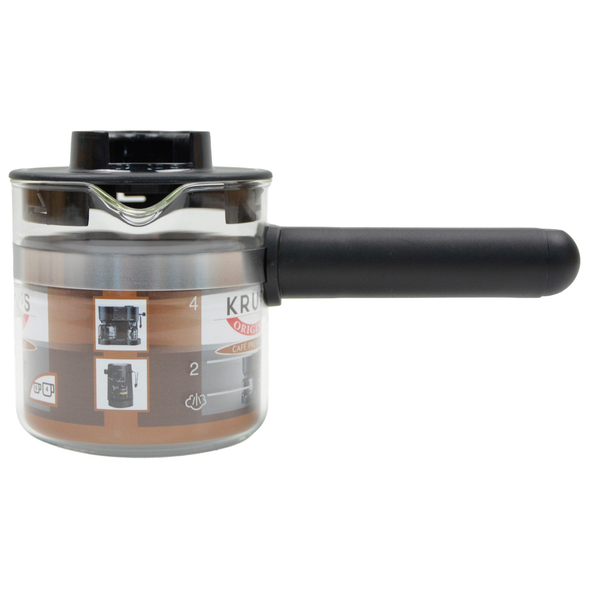 Krups Kaffeekanne Glaskrug mit Griff und Deckel F0274200, für Krups Espressoautomaten CafePresso, Bravo Plus, Prego