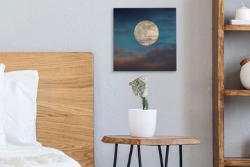 OneMillionCanvasses® Leinwandbild Mond - Wolken - Nacht, (1 St), Leinwand Bilder für Wohnzimmer Schlafzimmer