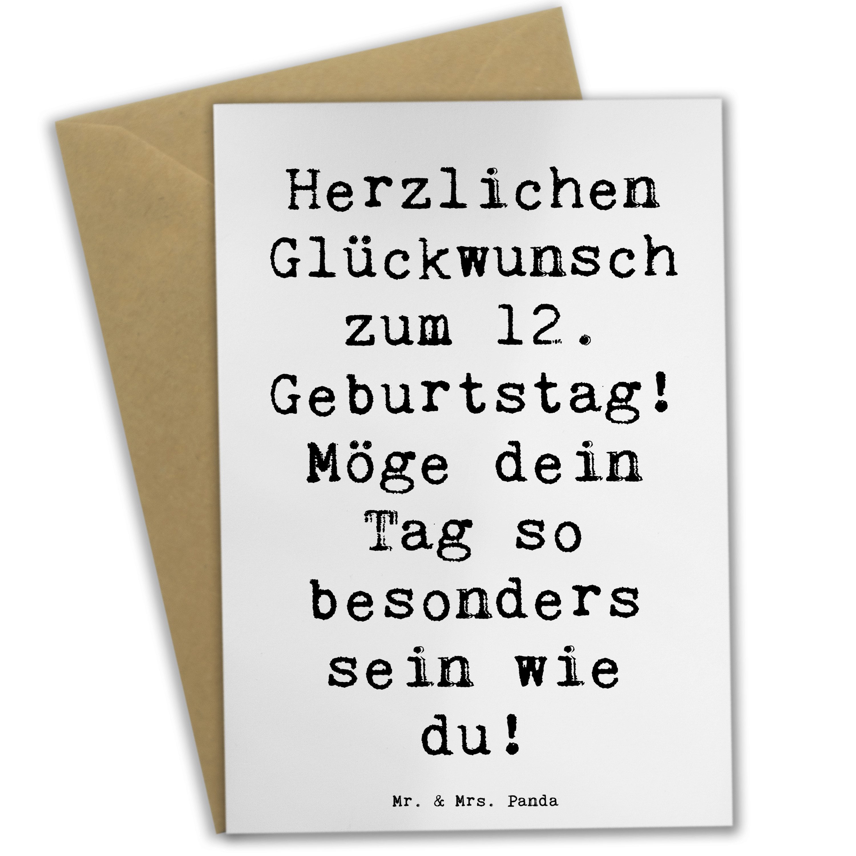 Grußkarte Spruch 12. Geburtstag - Weiß - Geschenk, Geburtstagssprüche, Karte, G