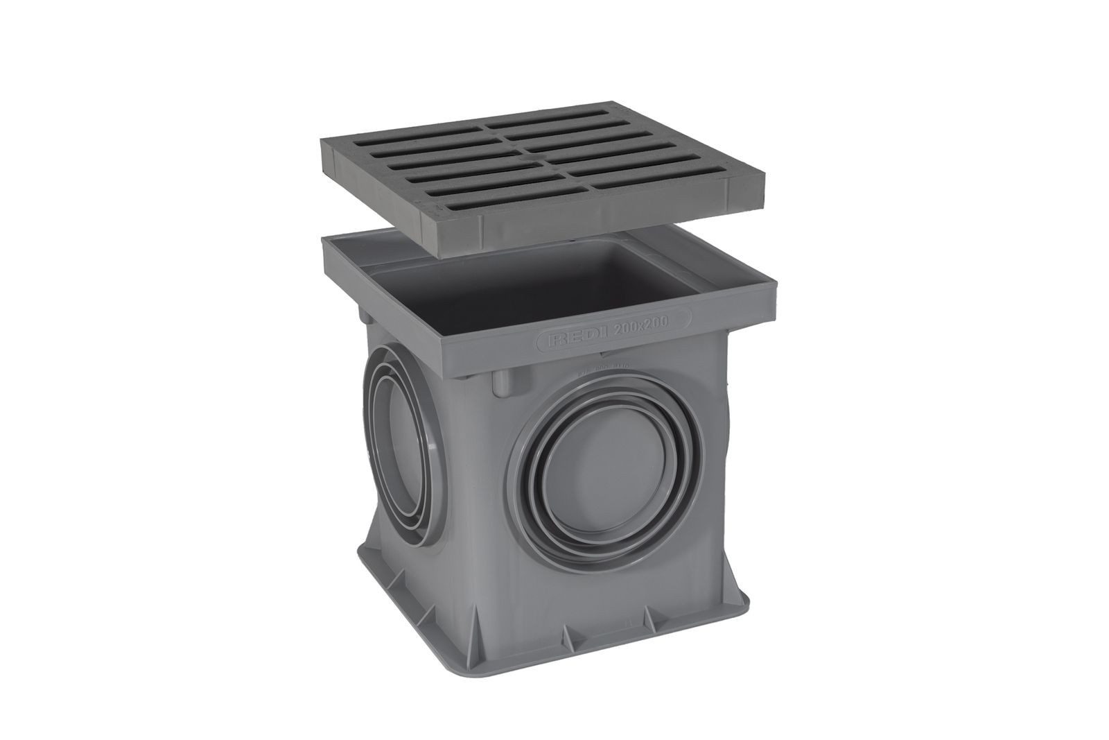 Marley Deutschland GmbH Erdschacht 200x200mm Einlaufschacht + Kunststoffrost, 20x20x20 cm, 2-St., laugen- und säurebeständig, begehbar