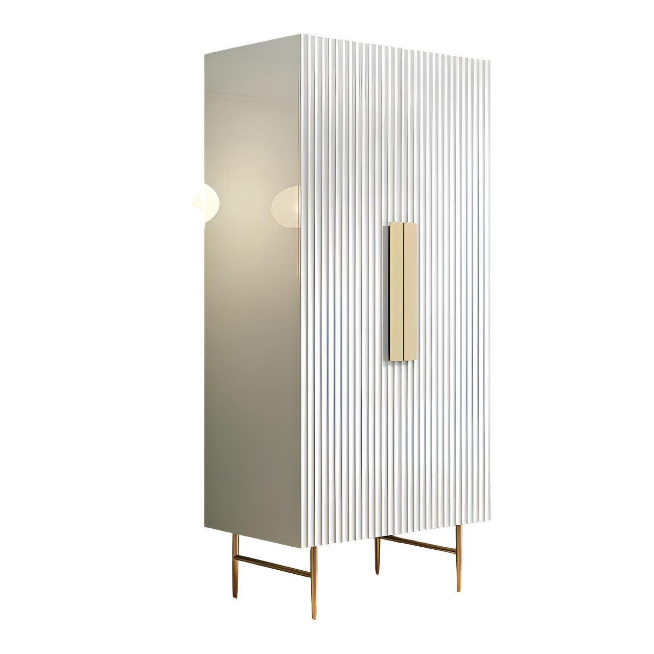Xlmoebel Kleiderschrank Designer Schlafzimmerschrank in luxuriöser Hochglanzoptik aus weißem (1-St., Kleiderschrank) Hergestellt in Europa